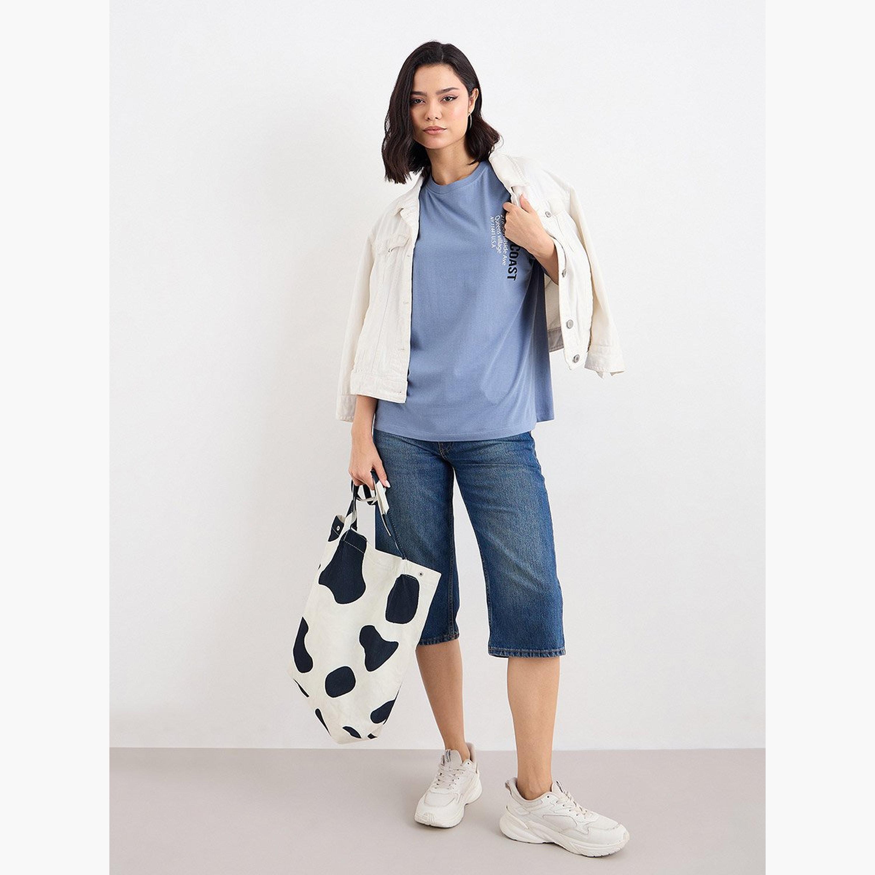 Styli Slogan Print Longline Oversized T-Shirt-women-clothing-tshirts-image-2