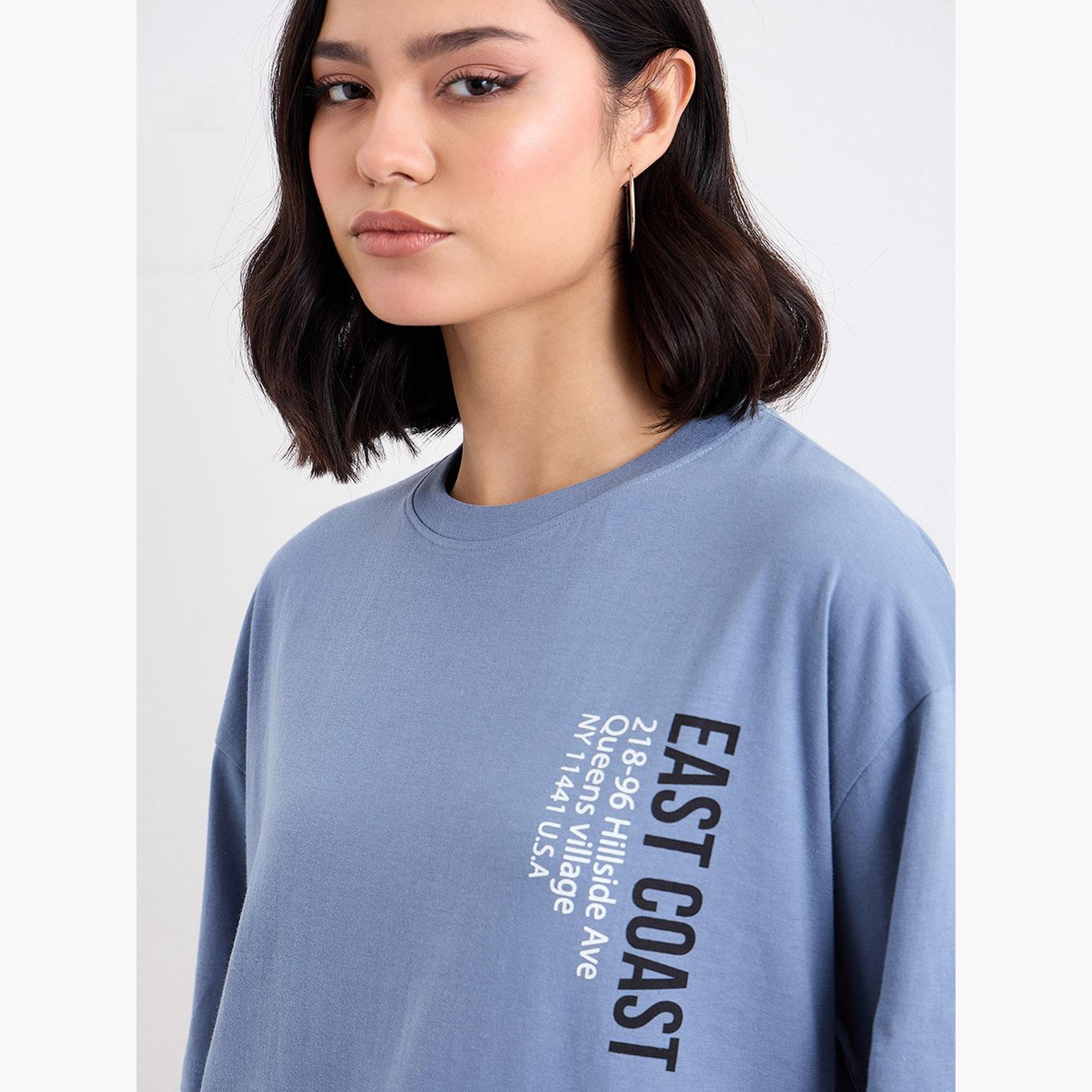 Styli Slogan Print Longline Oversized T-Shirt-women-clothing-tshirts-image-3