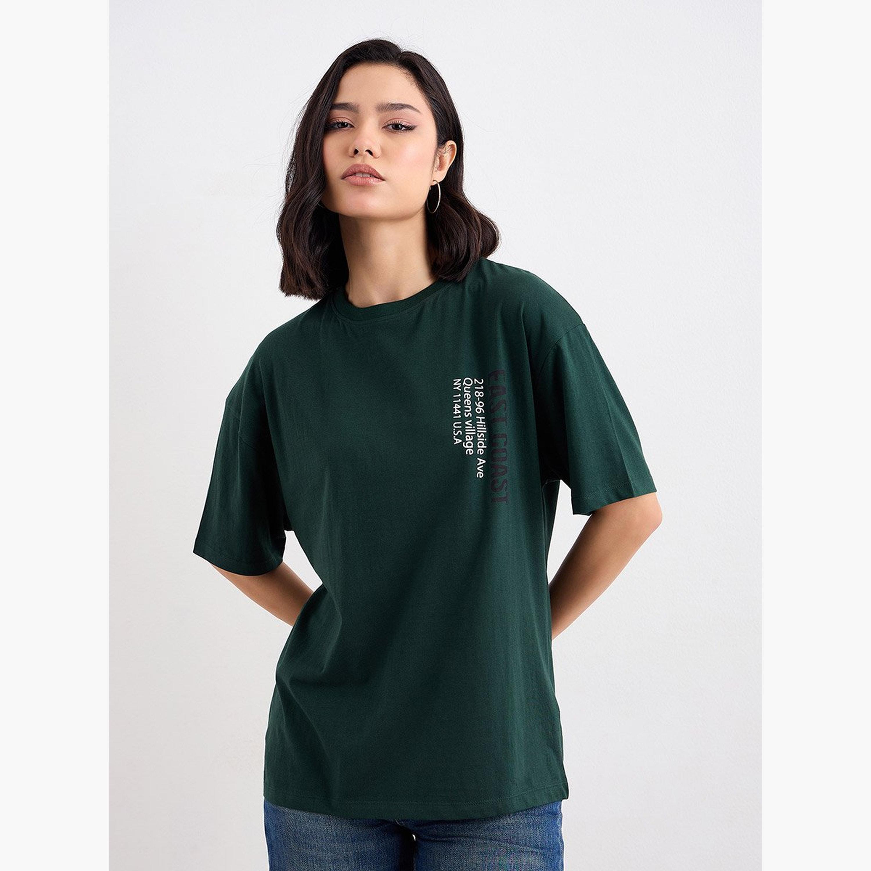 Styli Slogan Print Longline Oversized T-Shirt-women-clothing-tshirts-image-1