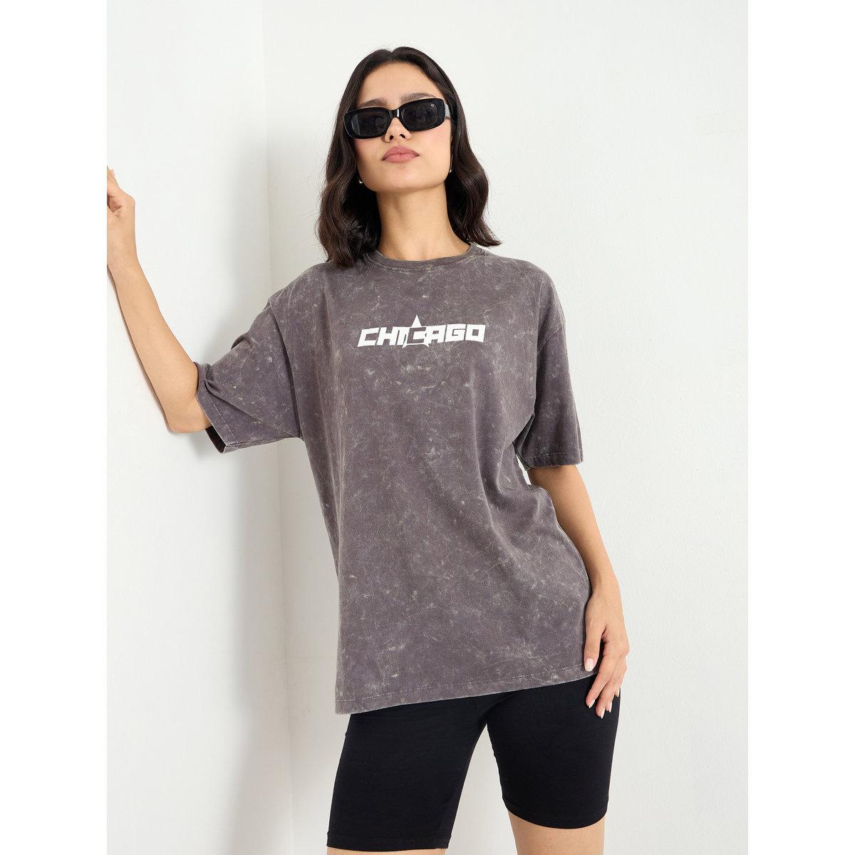 تيشيرت فضفاض بتفاصيل مشطوفة-women-clothing-tshirts-image-1