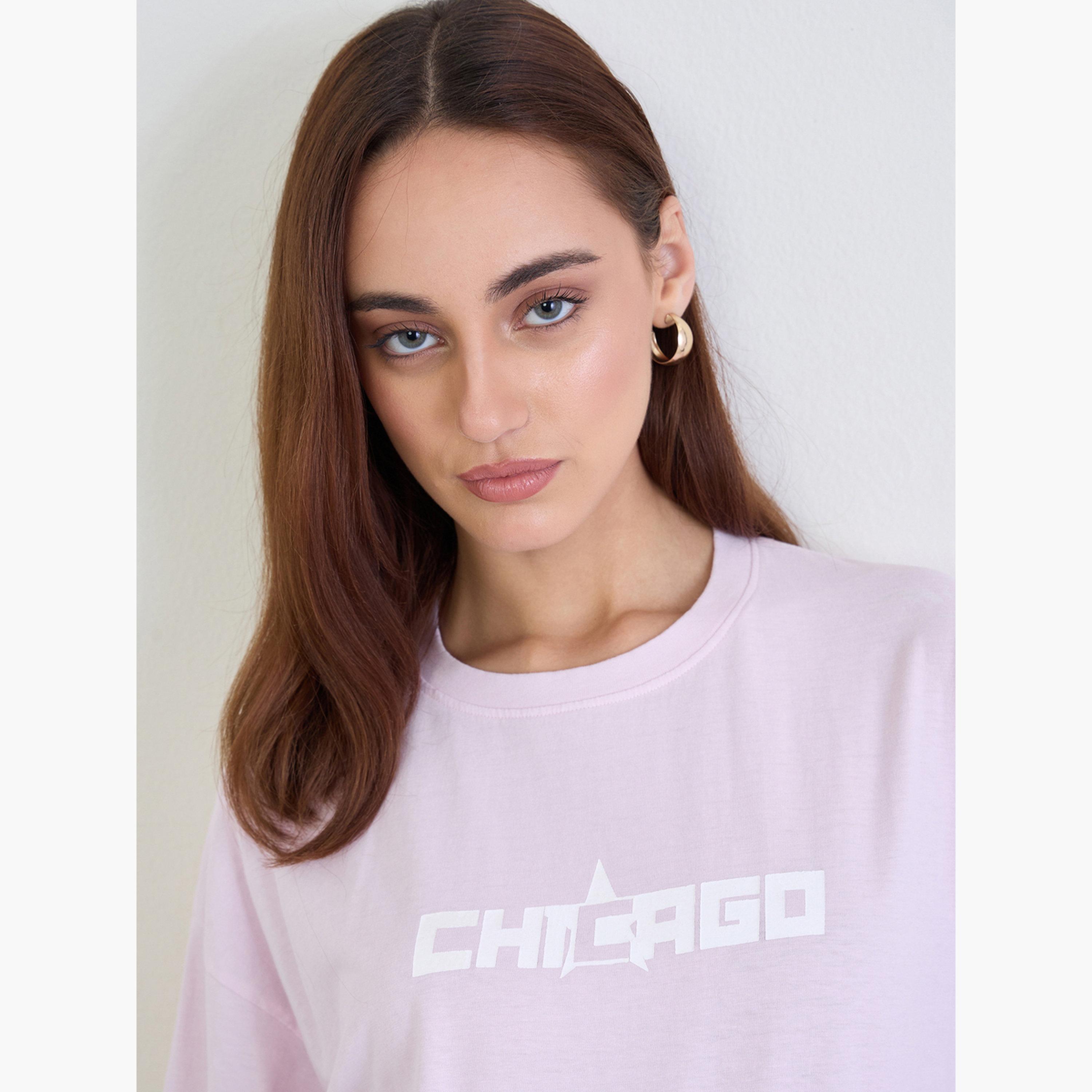Styli Women Pink Oversized Acid Wash T-Shirt-women-clothing-tshirts-image-4