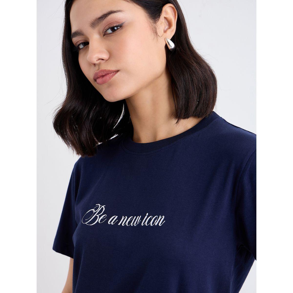 Styli Embroidered Slogan Short Sleeves T-Shirt-women-clothing-tshirts-image-3