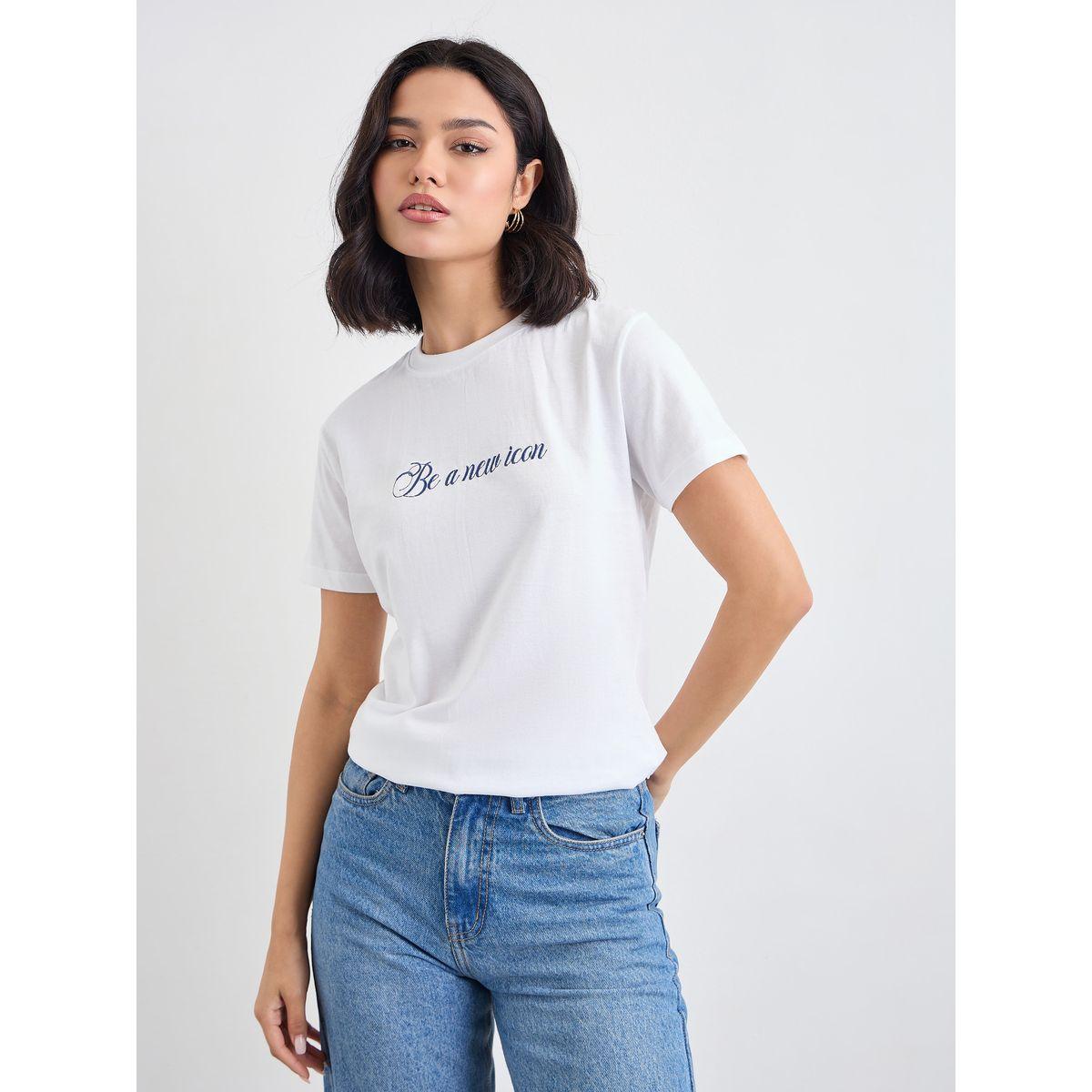Styli Embroidered Slogan Short Sleeves T-Shirt-women-clothing-tshirts-image-2