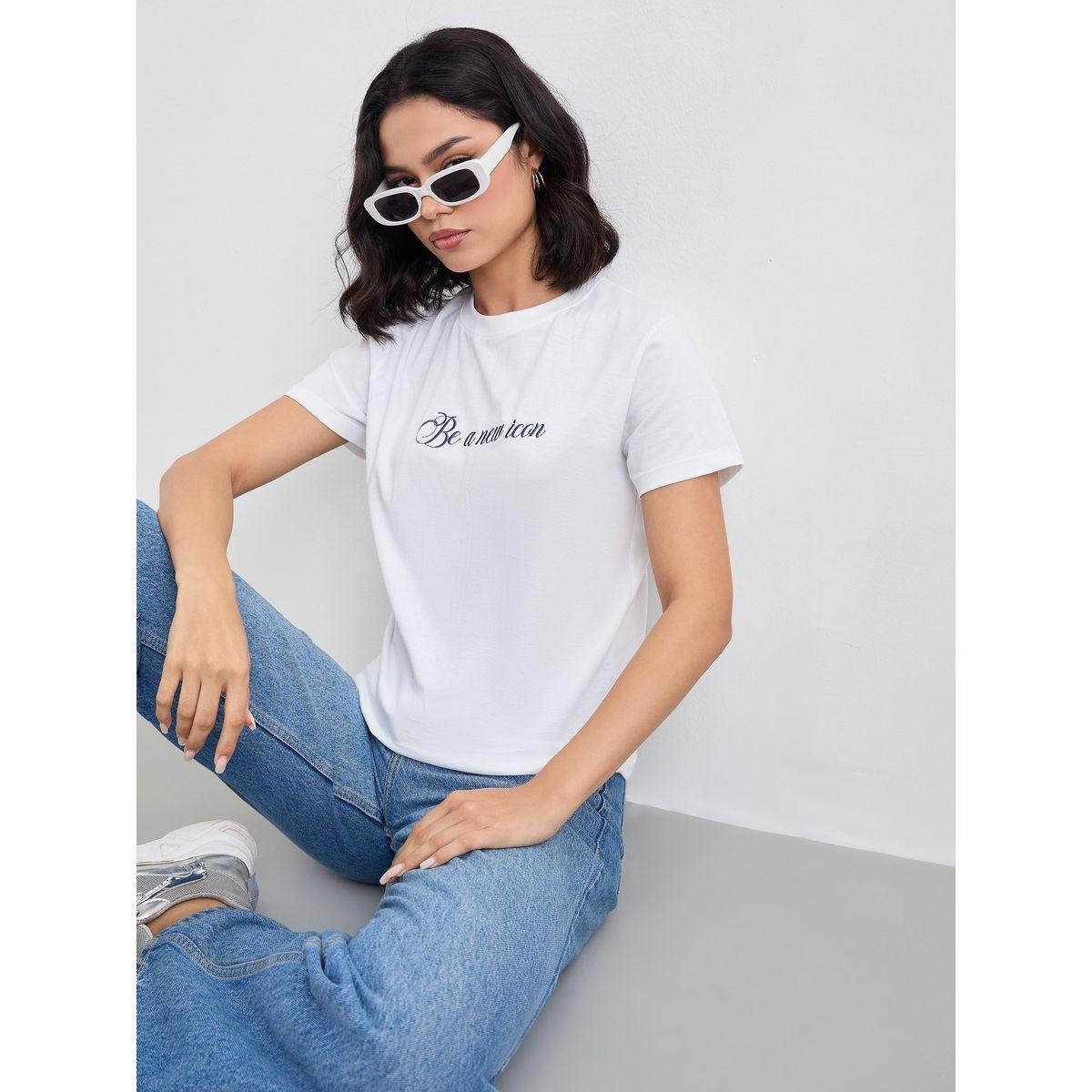 Styli Embroidered Slogan Short Sleeves T-Shirt-women-clothing-tshirts-image-5