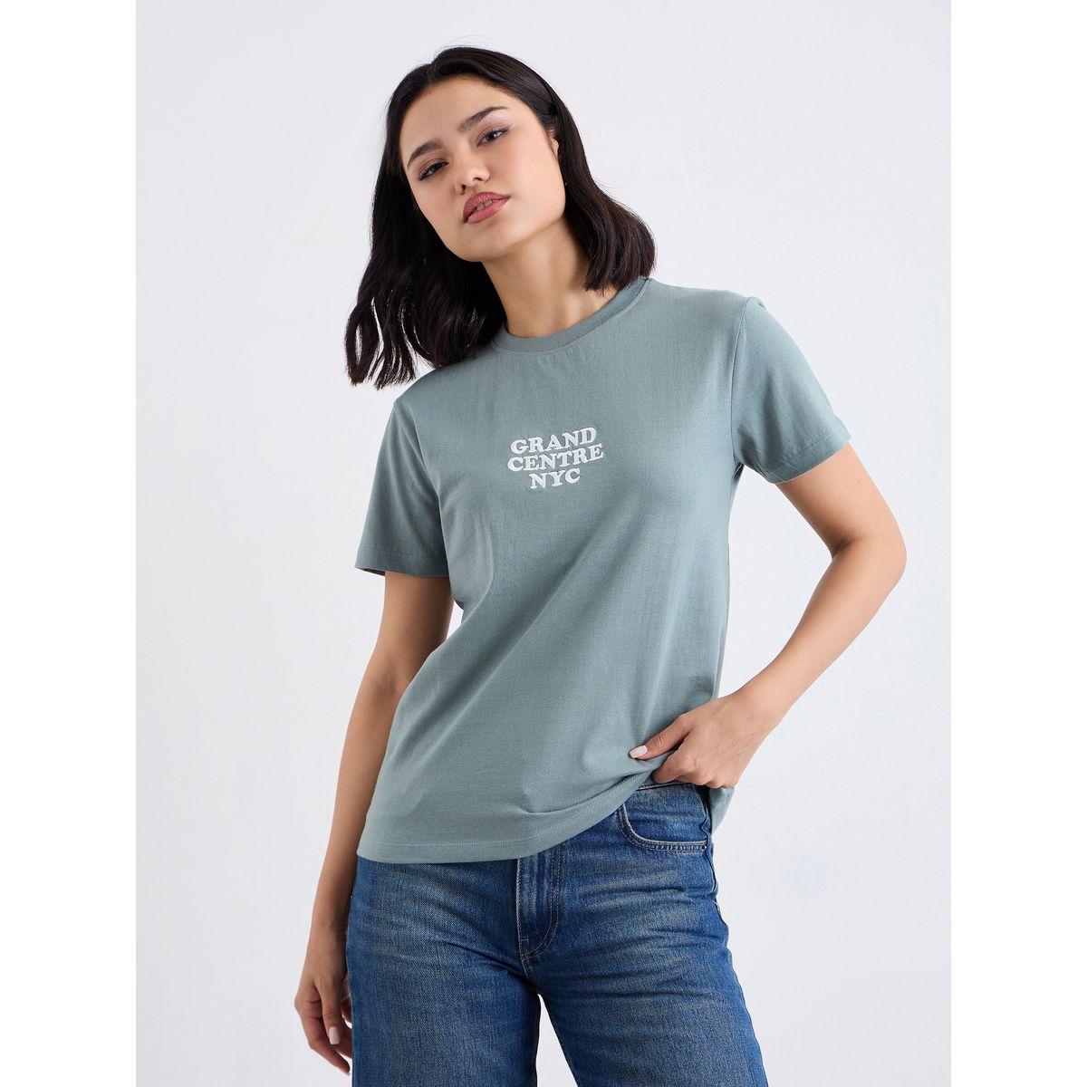 Styli Embroidered Detail Regular Fit T-Shirt-women-clothing-tshirts-image-2
