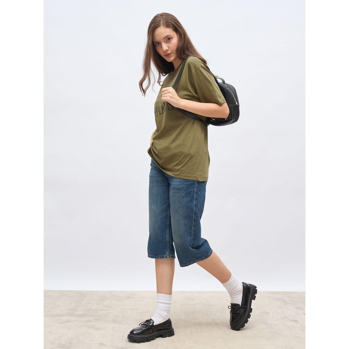 Styli Slogan Print Oversized T-Shirt with Dropped Shoulder-women-clothing-tshirts-image-1
