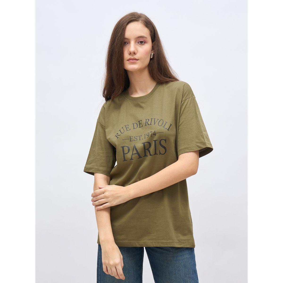 Styli Slogan Print Oversized T-Shirt with Dropped Shoulder-women-clothing-tshirts-image-2