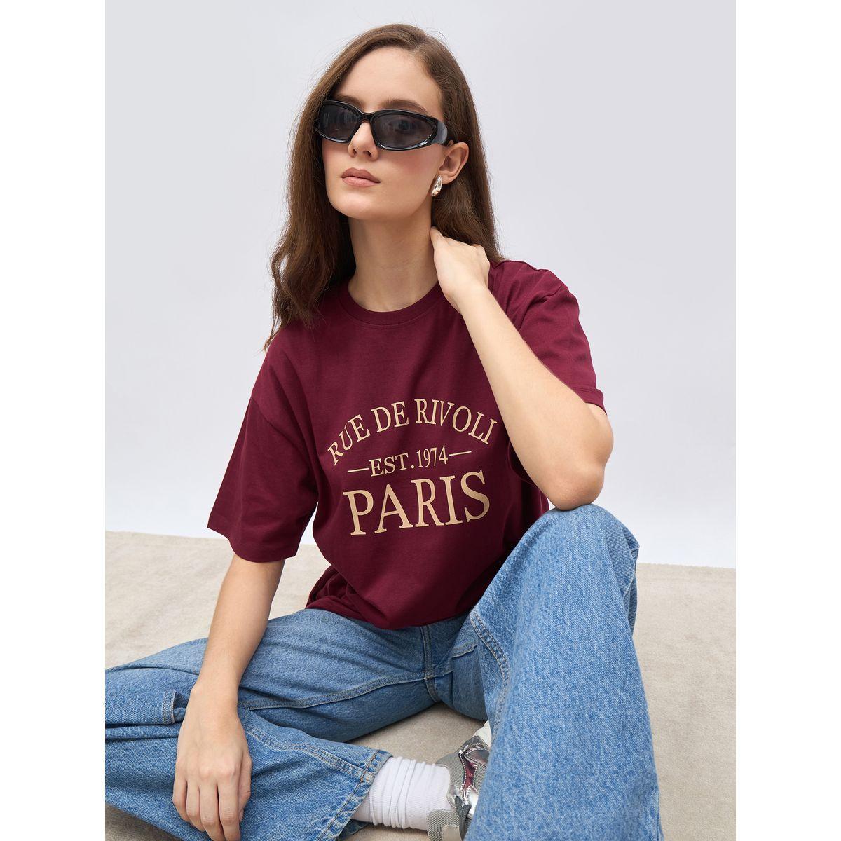 Styli Slogan Print Oversized T-Shirt with Dropped Shoulder-women-clothing-tshirts-image-6