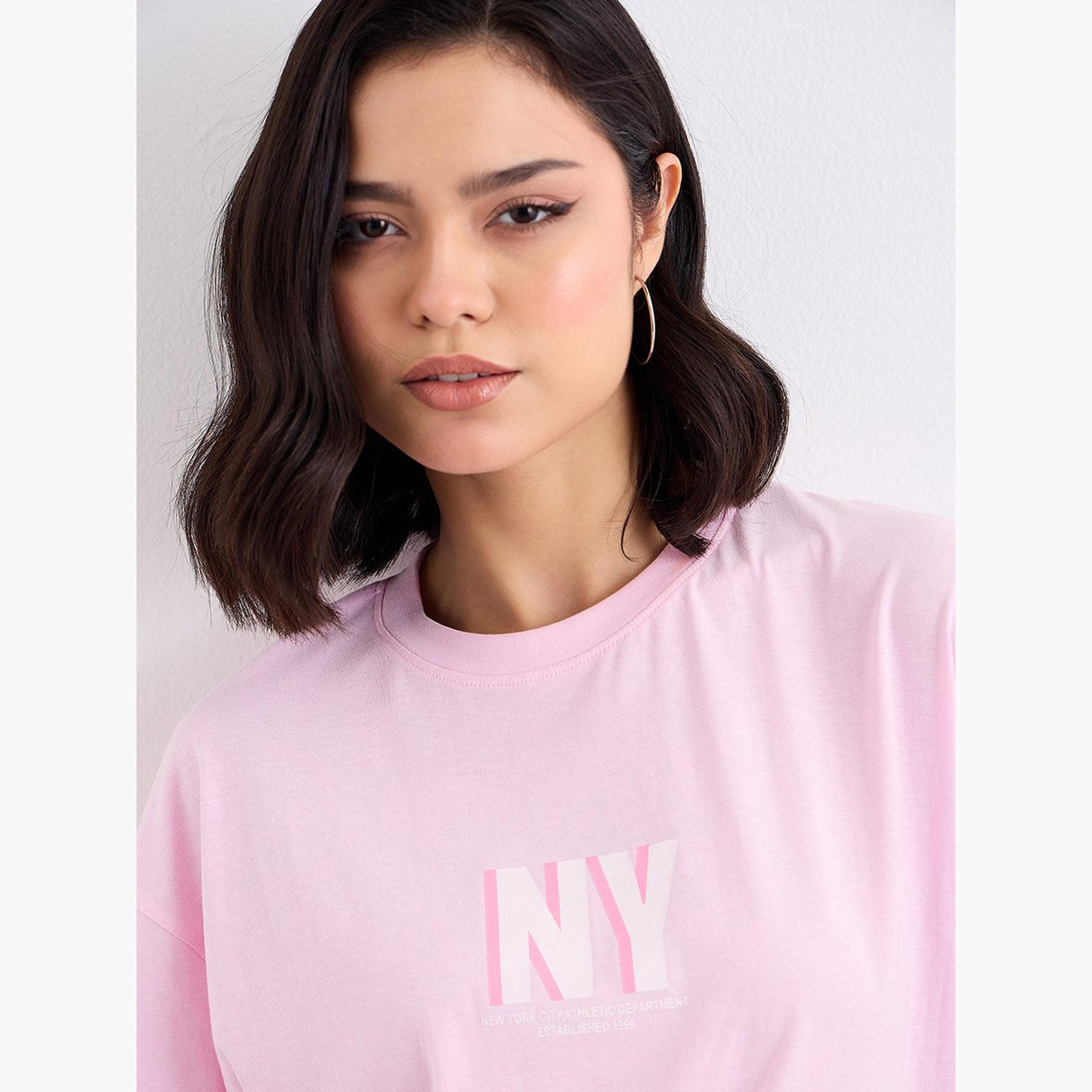 Styli Slogan Print Oversized Longline T-Shirt-women-clothing-tshirts-image-3