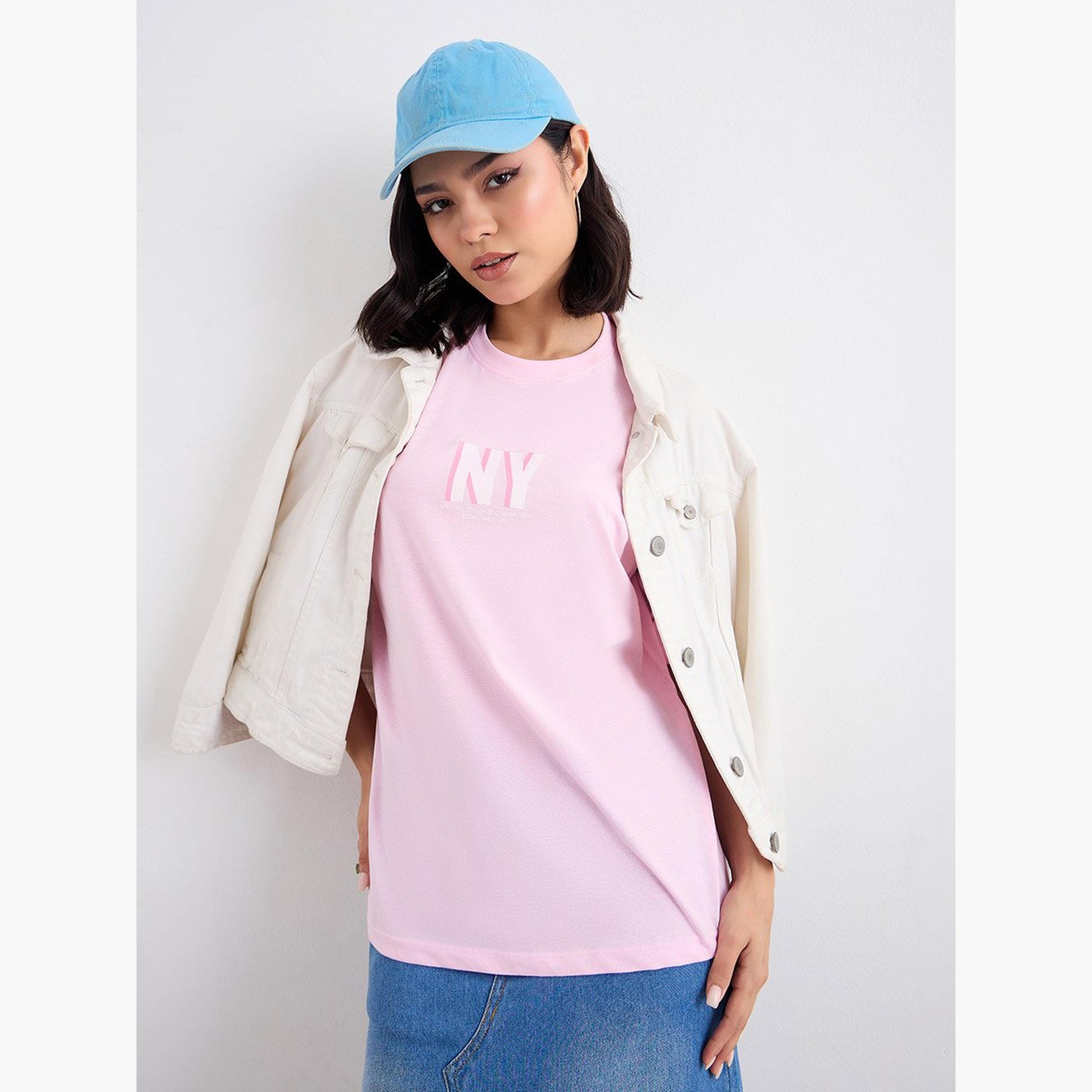 Styli Slogan Print Oversized Longline T-Shirt-women-clothing-tshirts-image-5