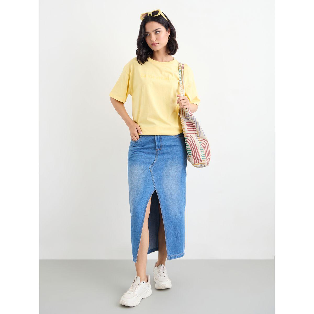 تيشيرت فضفاض بطبعة كتابة-women-clothing-tshirts-image-1