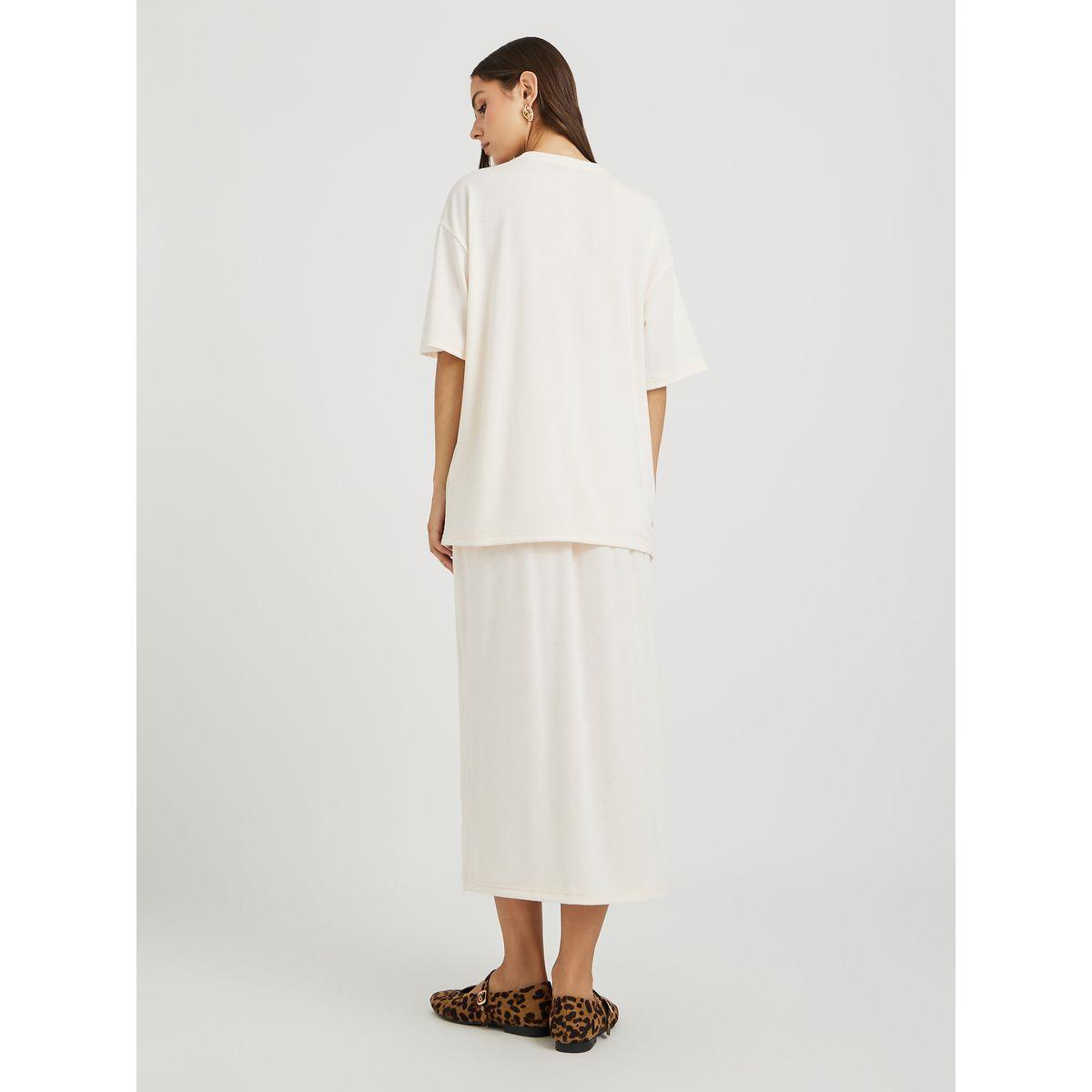 Styli Slogan Print Round Neck T-Shirt and Midi Skirt Co-Ords-women-clothing-coordsets-image-5