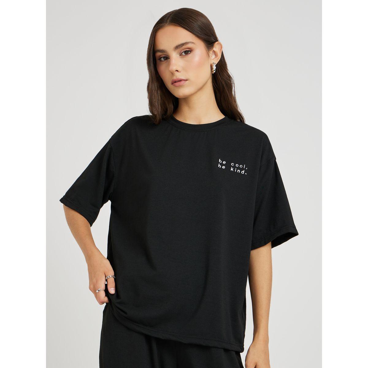 Styli Embroidered Slogan Round Neck T-Shirt and Pants Co-Ords-women-clothing-coordsets-image-3