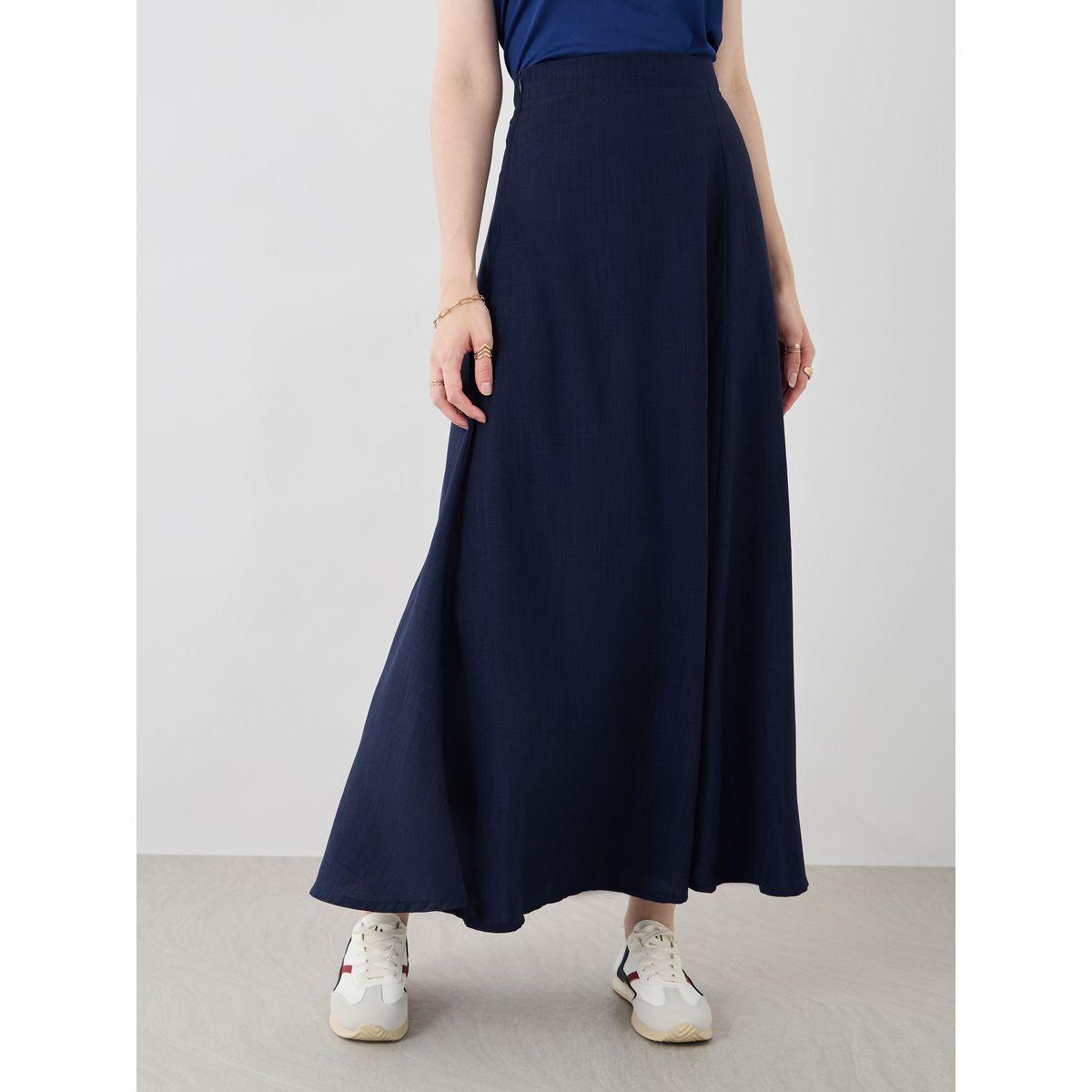 Styli Solid A-Line Maxi Skirts-women-clothing-bottoms-skirts-image-2