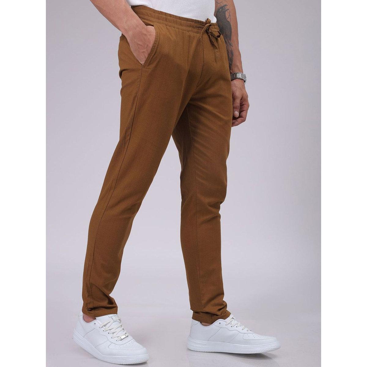 The Indian Garage Co X Styli Men Rust Slim Fit Solid Trousers-men-clothing-bottoms-trousersandchinos-trousers-image-2