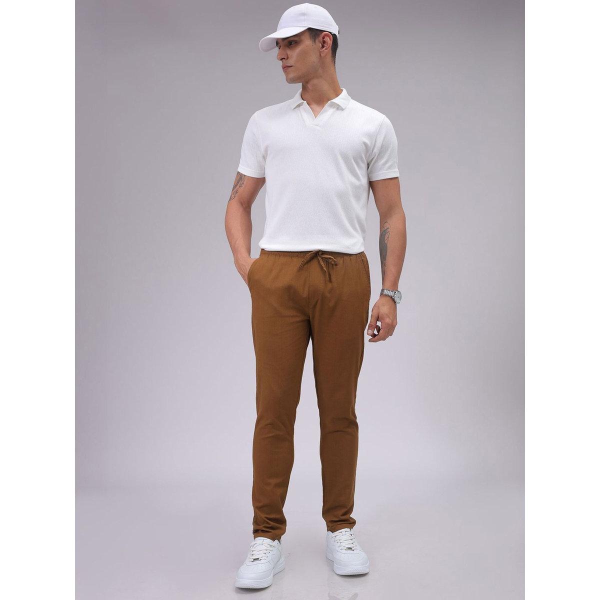 The Indian Garage Co X Styli Men Rust Slim Fit Solid Trousers-men-clothing-bottoms-trousersandchinos-trousers-image-3