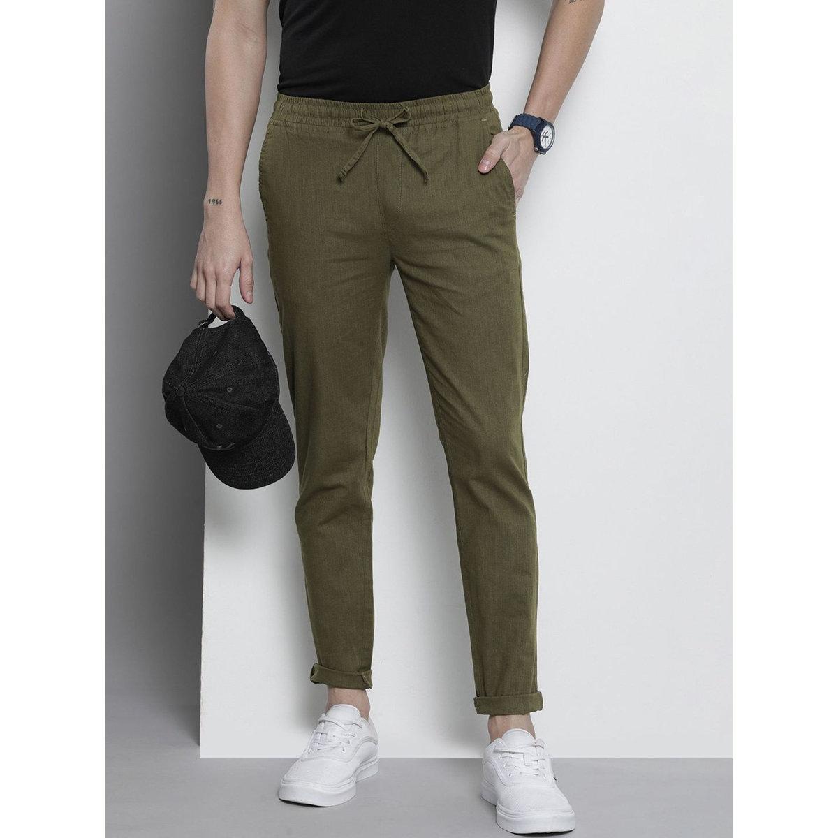 The Indian Garage Co X Styli Men Green Slim Fit Solid Joggers-men-clothing-bottoms-joggers-image-1