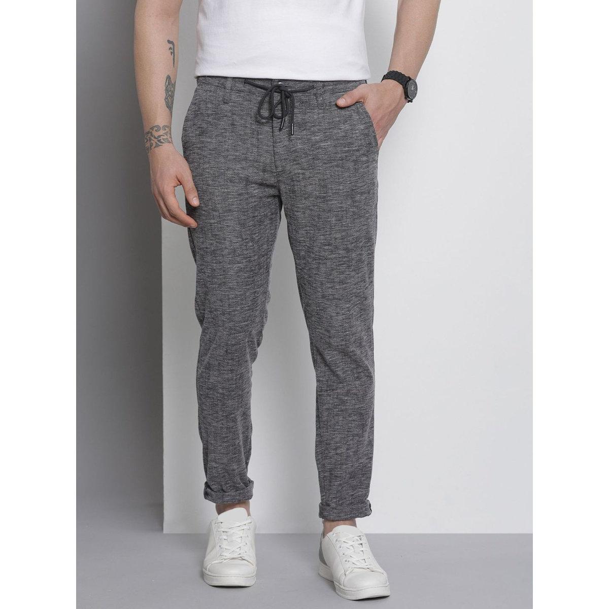 The Indian Garage Co X Styli Men Black Slim Fit Melange Joggers-men-clothing-bottoms-joggers-image-2