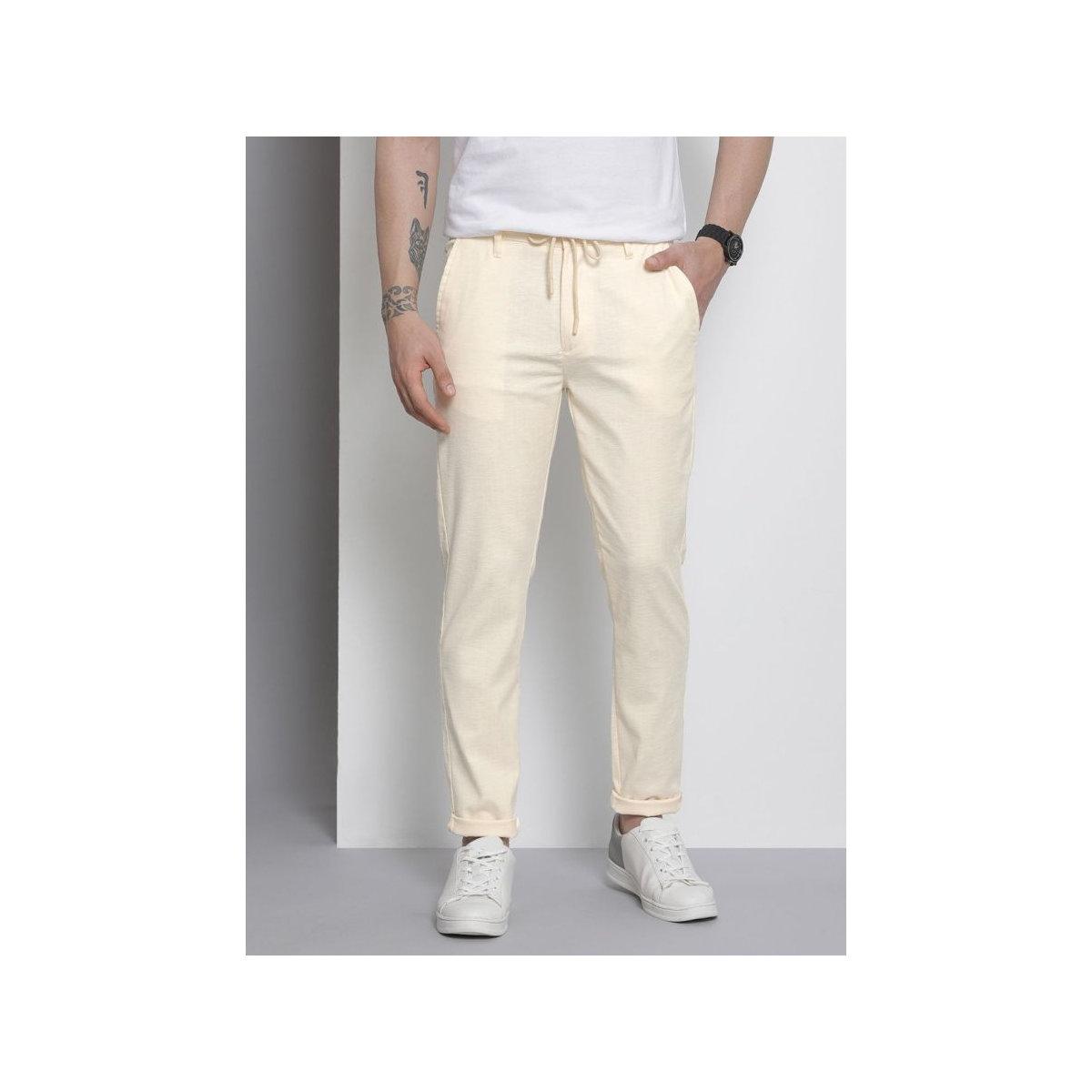 The Indian Garage Co X Styli Men Cream Slim Fit Solid Trousers-men-clothing-bottoms-trousersandchinos-trousers-image-2