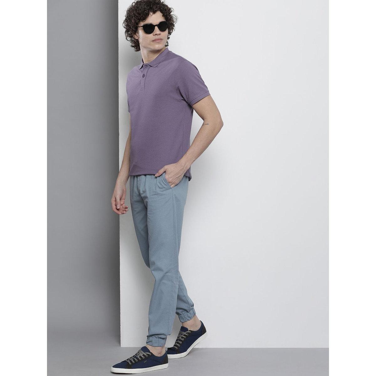 The Indian Garage Co X Styli Men Blue Slim Fit Solid Cuffed Joggers-men-clothing-bottoms-joggers-image-4