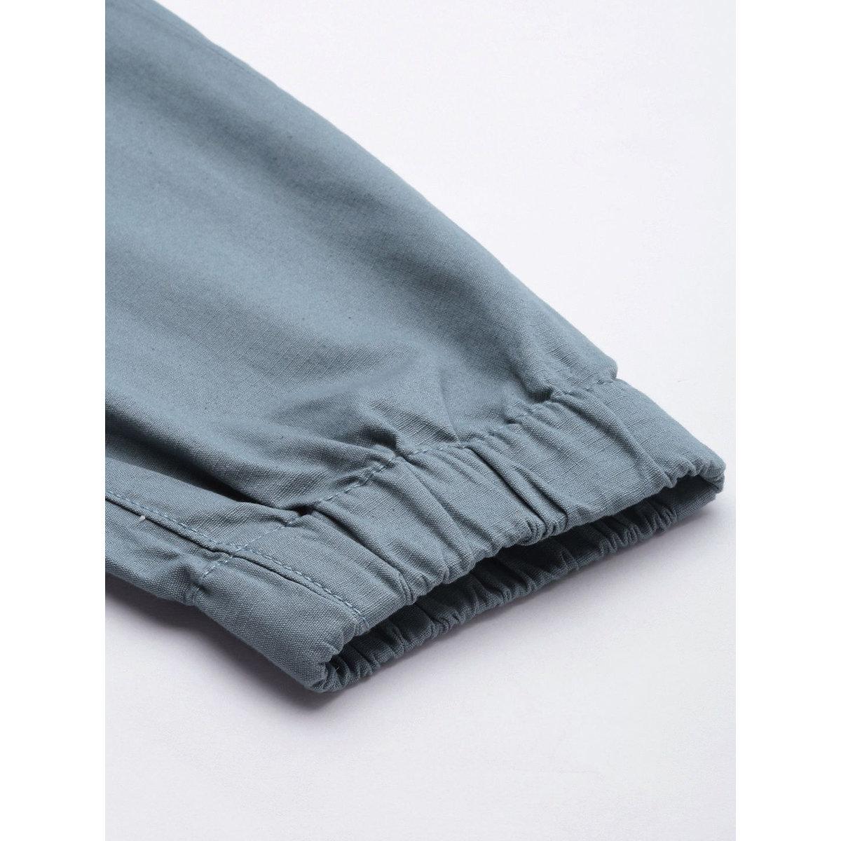 The Indian Garage Co X Styli Men Blue Slim Fit Solid Cuffed Joggers-men-clothing-bottoms-joggers-image-6