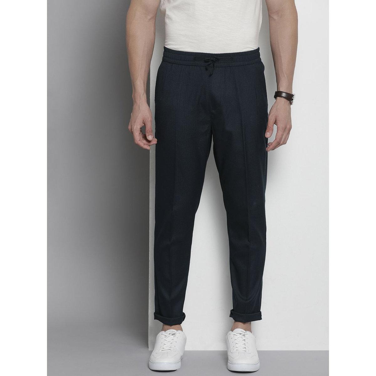 The Indian Garage Co X Styli Men Navy Regular Fit Solid Trousers-men-clothing-bottoms-trousersandchinos-trousers-image-2