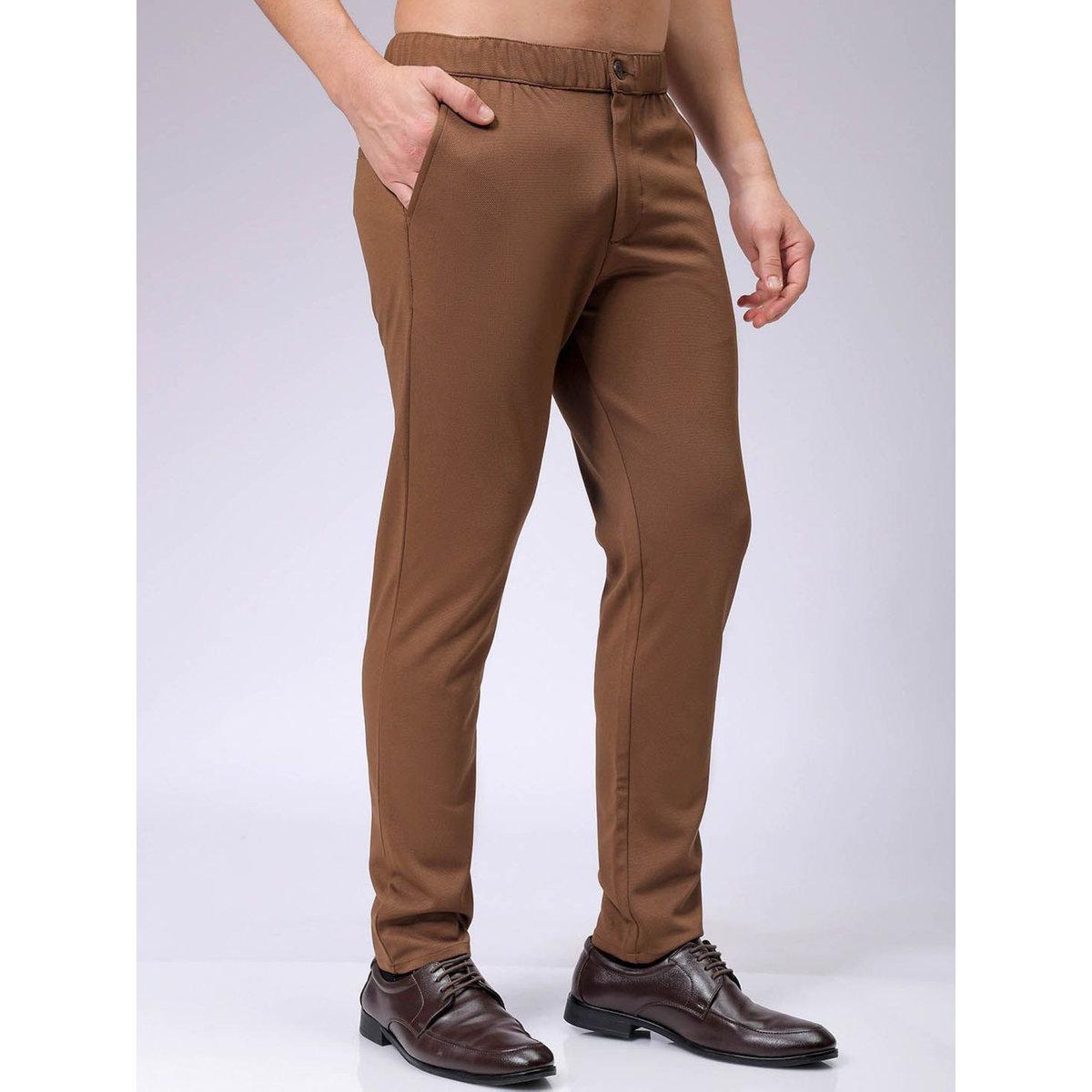 The Indian Garage Co X Styli Men Brown Slim Fit Textured Knit Trousers-men-clothing-bottoms-trousersandchinos-trousers-image-2