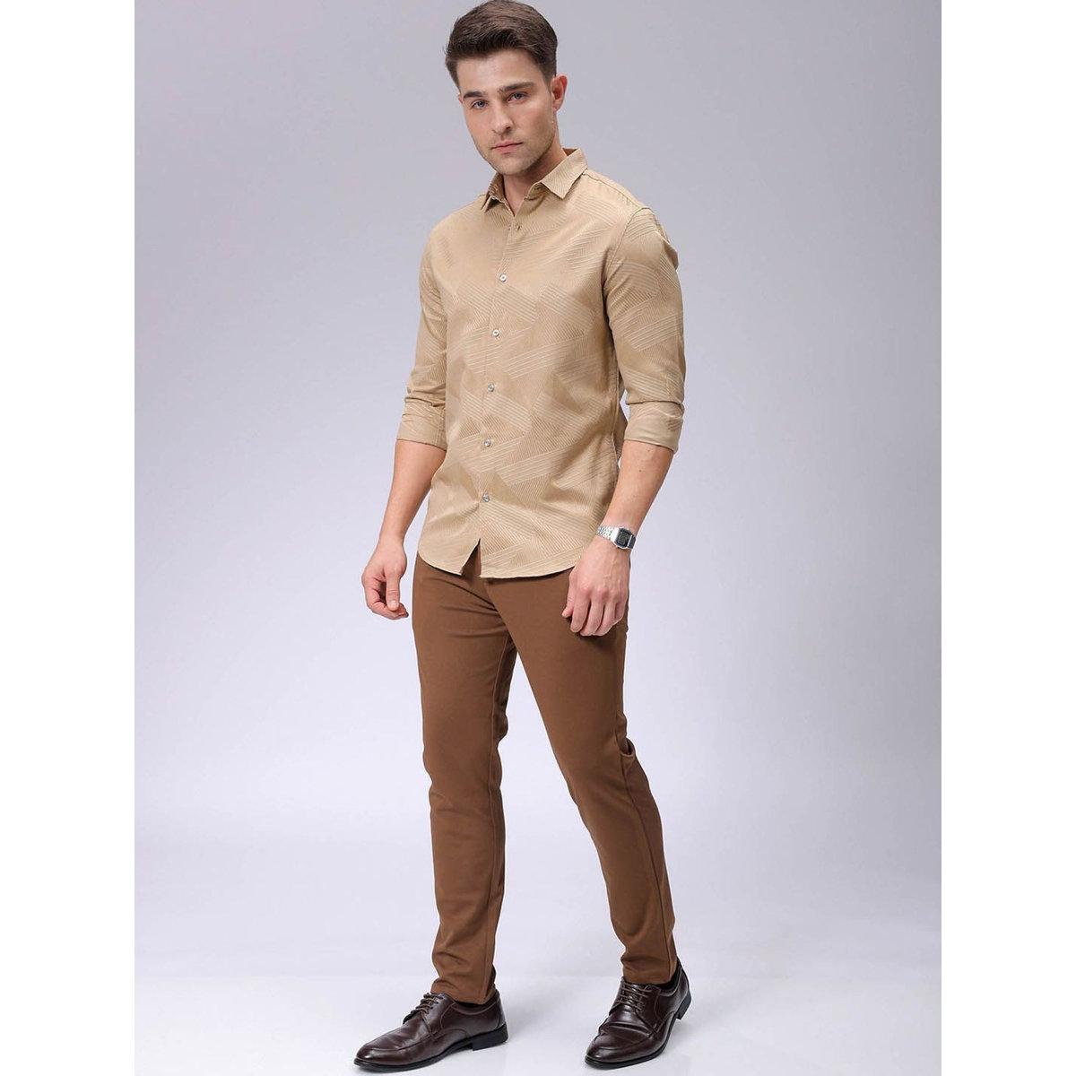 The Indian Garage Co X Styli Men Brown Slim Fit Textured Knit Trousers-men-clothing-bottoms-trousersandchinos-trousers-image-4