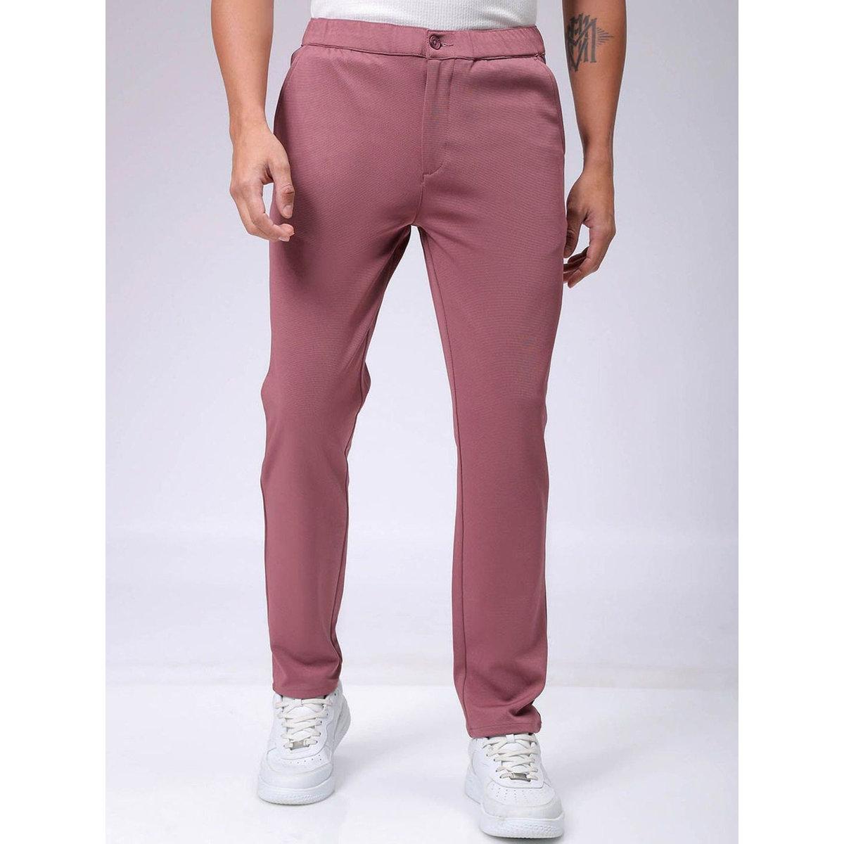 The Indian Garage Co X Styli Men Pink Slim Fit Textured Knit Trousers-men-clothing-bottoms-trousersandchinos-trousers-image-1