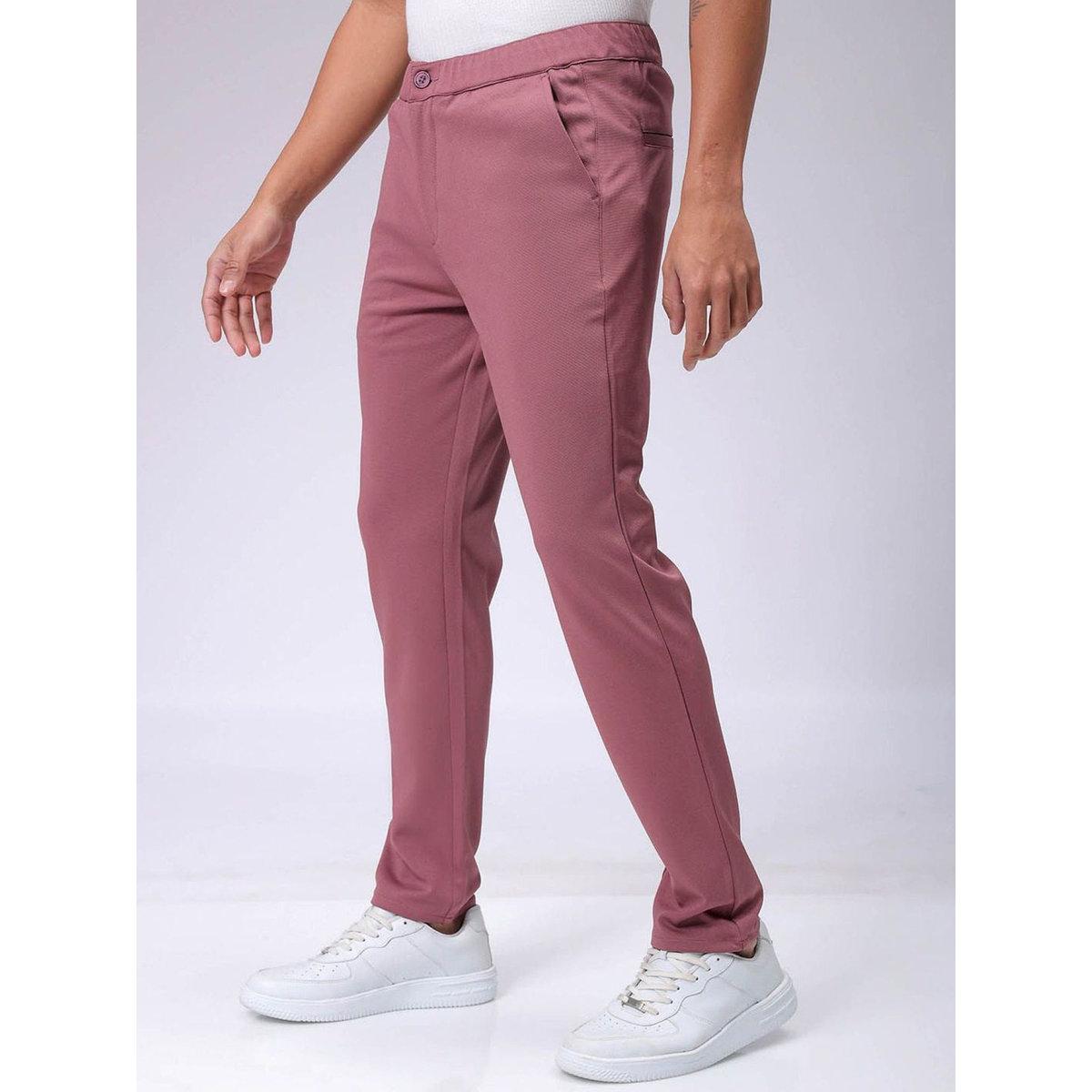 The Indian Garage Co X Styli Men Pink Slim Fit Textured Knit Trousers-men-clothing-bottoms-trousersandchinos-trousers-image-3