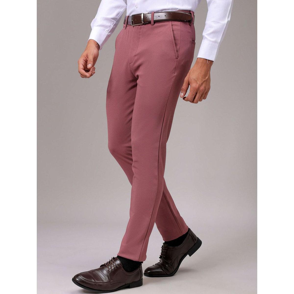 The Indian Garage Co Men Red Slim Fit Textured Trousers-men-clothing-bottoms-trousersandchinos-trousers-image-3