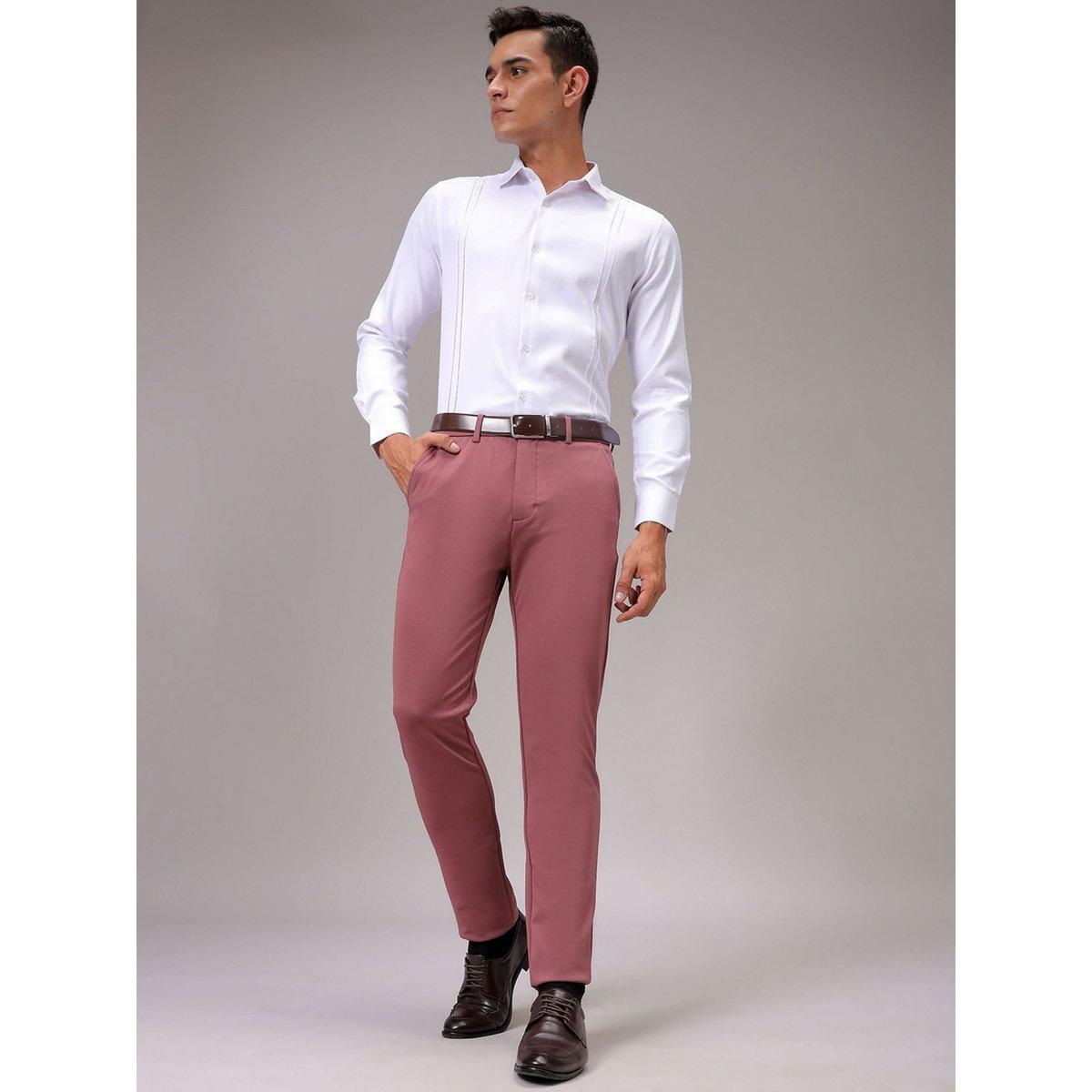The Indian Garage Co Men Red Slim Fit Textured Trousers-men-clothing-bottoms-trousersandchinos-trousers-image-4