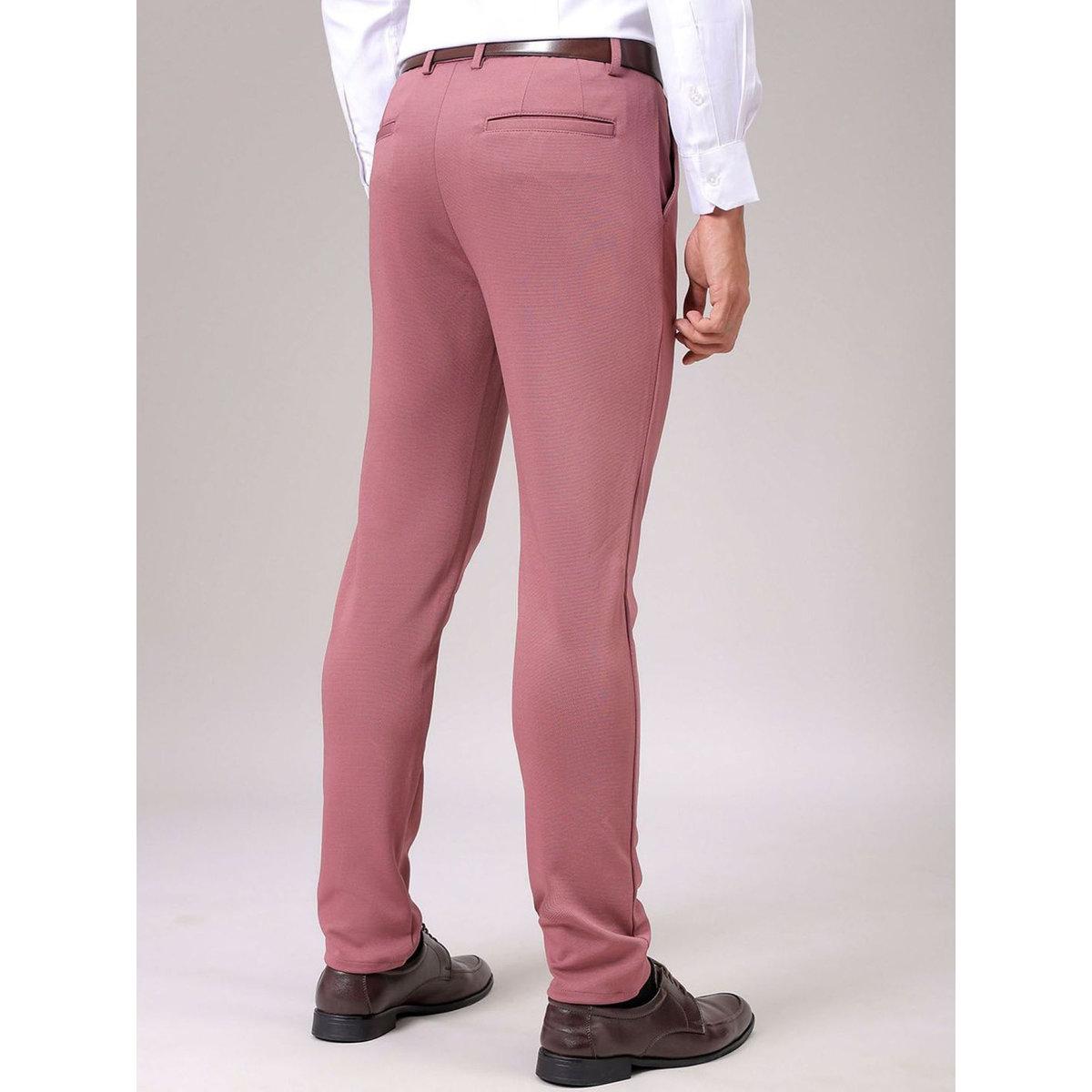 The Indian Garage Co Men Red Slim Fit Textured Trousers-men-clothing-bottoms-trousersandchinos-trousers-image-5