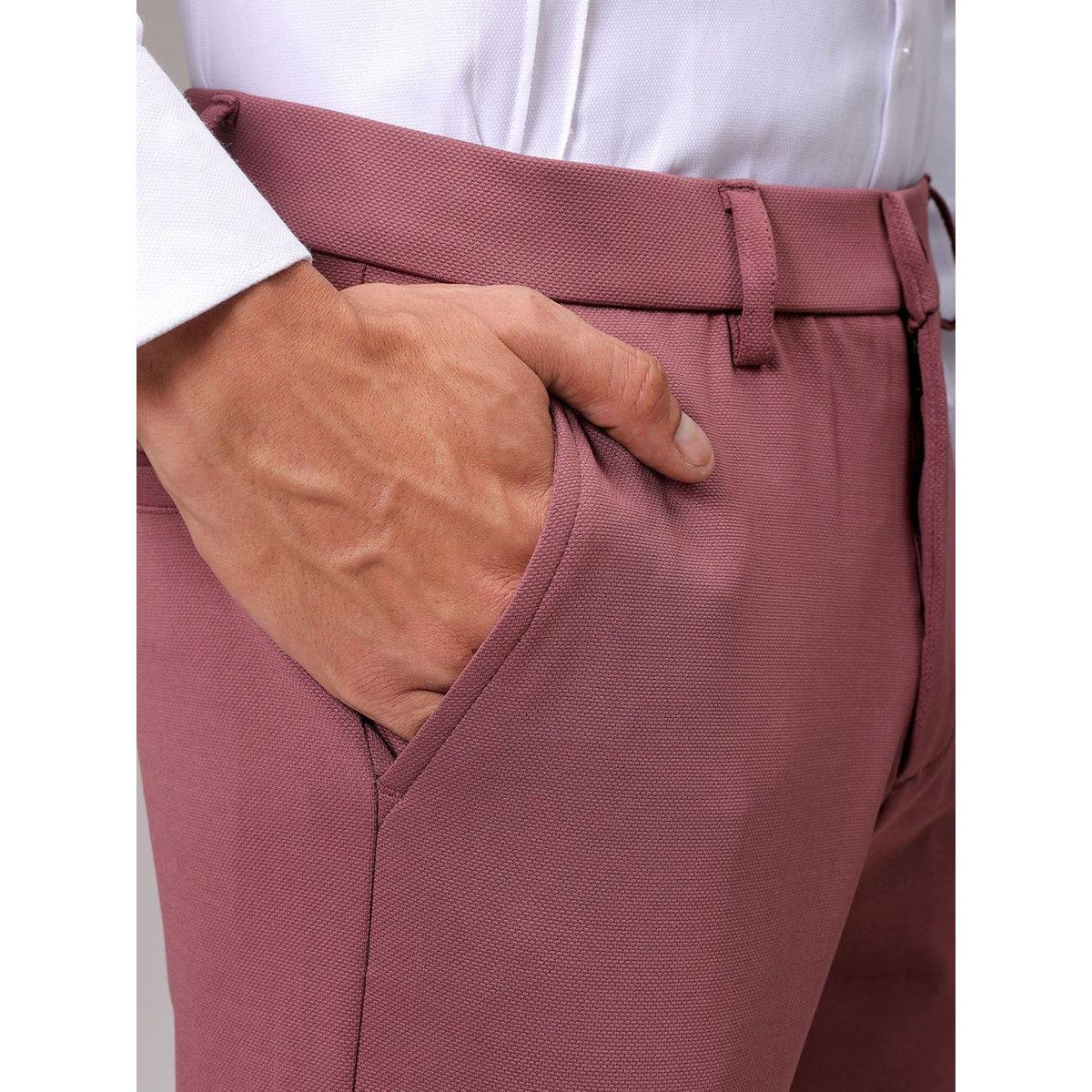 The Indian Garage Co Men Red Slim Fit Textured Trousers-men-clothing-bottoms-trousersandchinos-trousers-image-7
