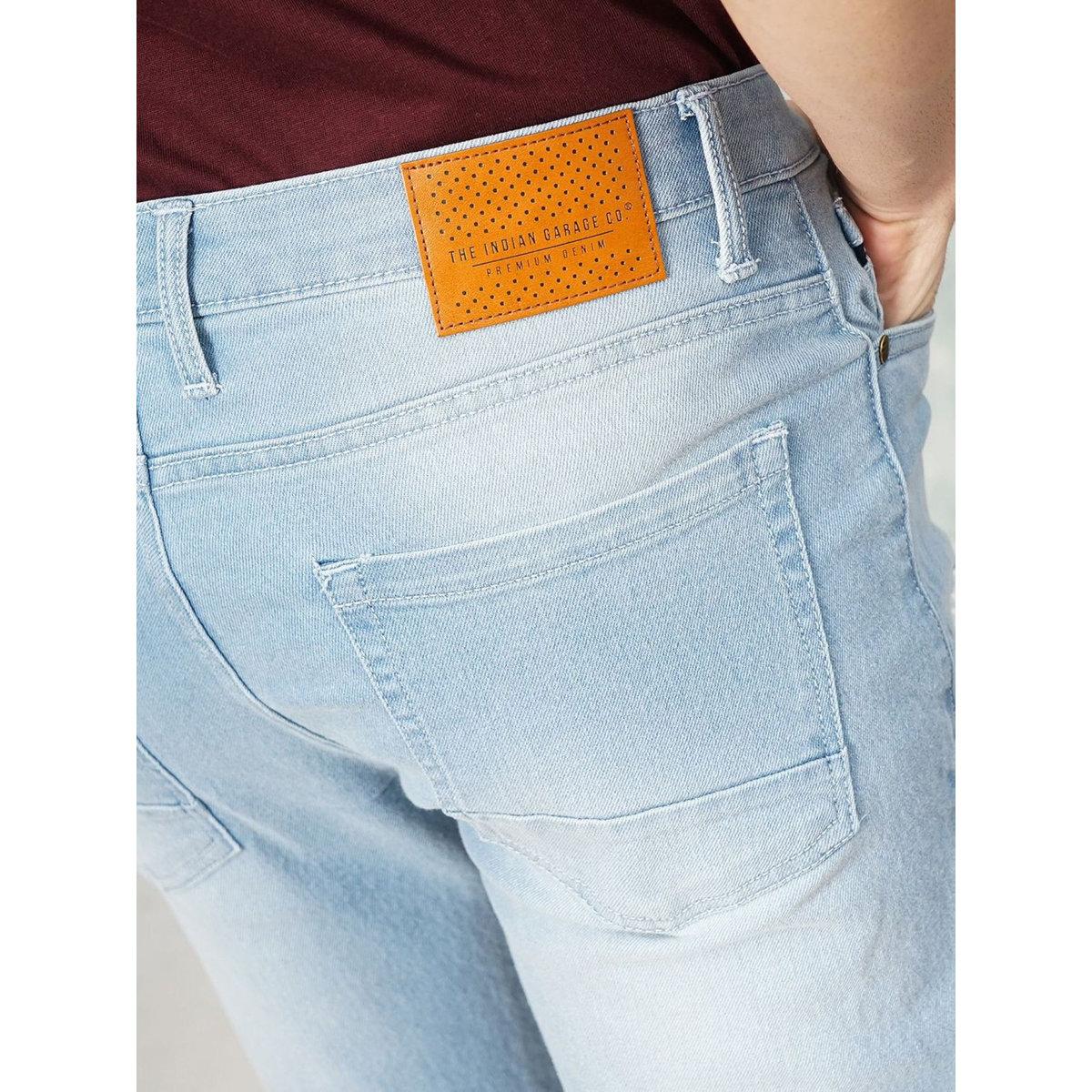 The Indian Garage Co Men Blue Mid Rise Slim Fit Jeans with Distress-men-clothing-bottoms-jeans-image-6