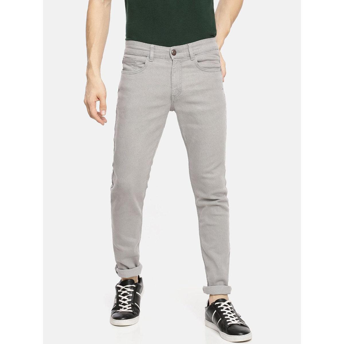 The Indian Garage Co X Styli Men Grey Mid Rise Slim Fit Solid Jeans-men-clothing-bottoms-jeans-image-1