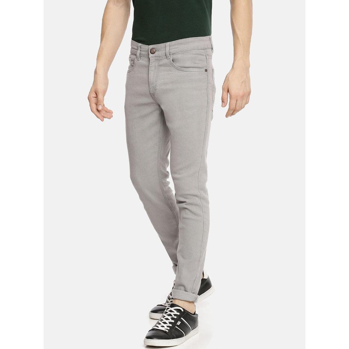 The Indian Garage Co X Styli Men Grey Mid Rise Slim Fit Solid Jeans-men-clothing-bottoms-jeans-image-2