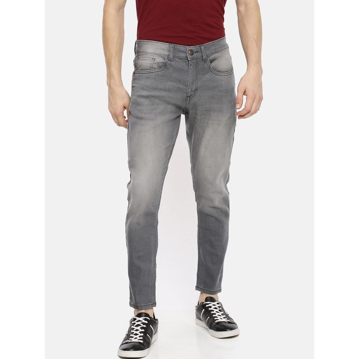 The Indian Garage Co Men Grey Mid Rise Slim Fit Faded Jeans-men-clothing-bottoms-jeans-image-1