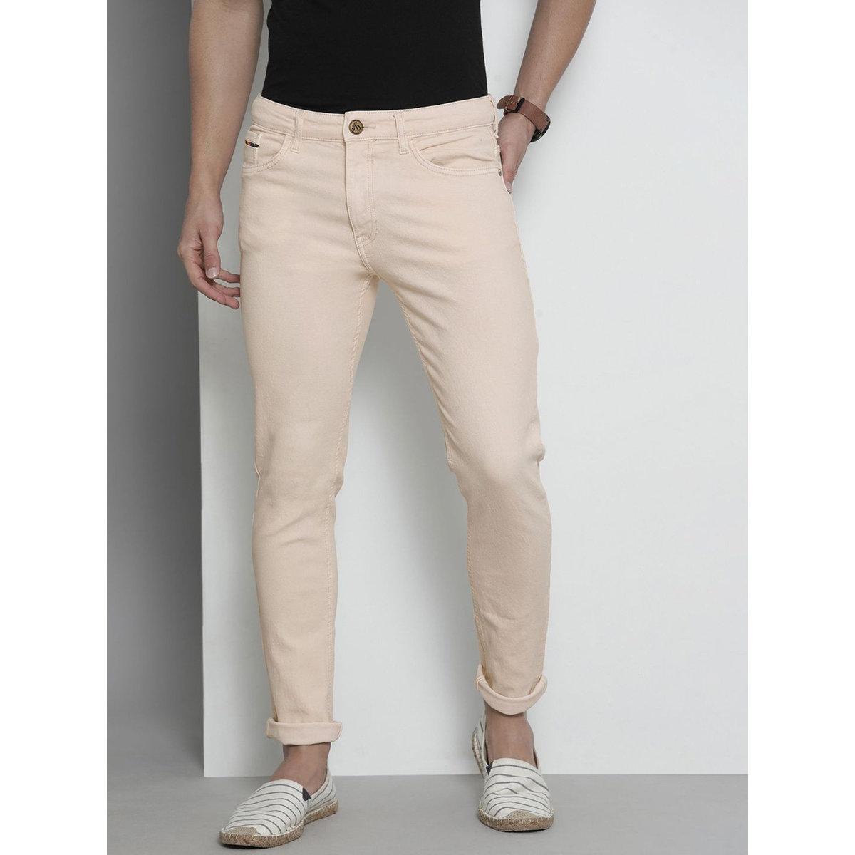The Indian Garage Co Men Beige Mid Rise Slim Fit Solid Jeans-men-clothing-bottoms-jeans-image-1