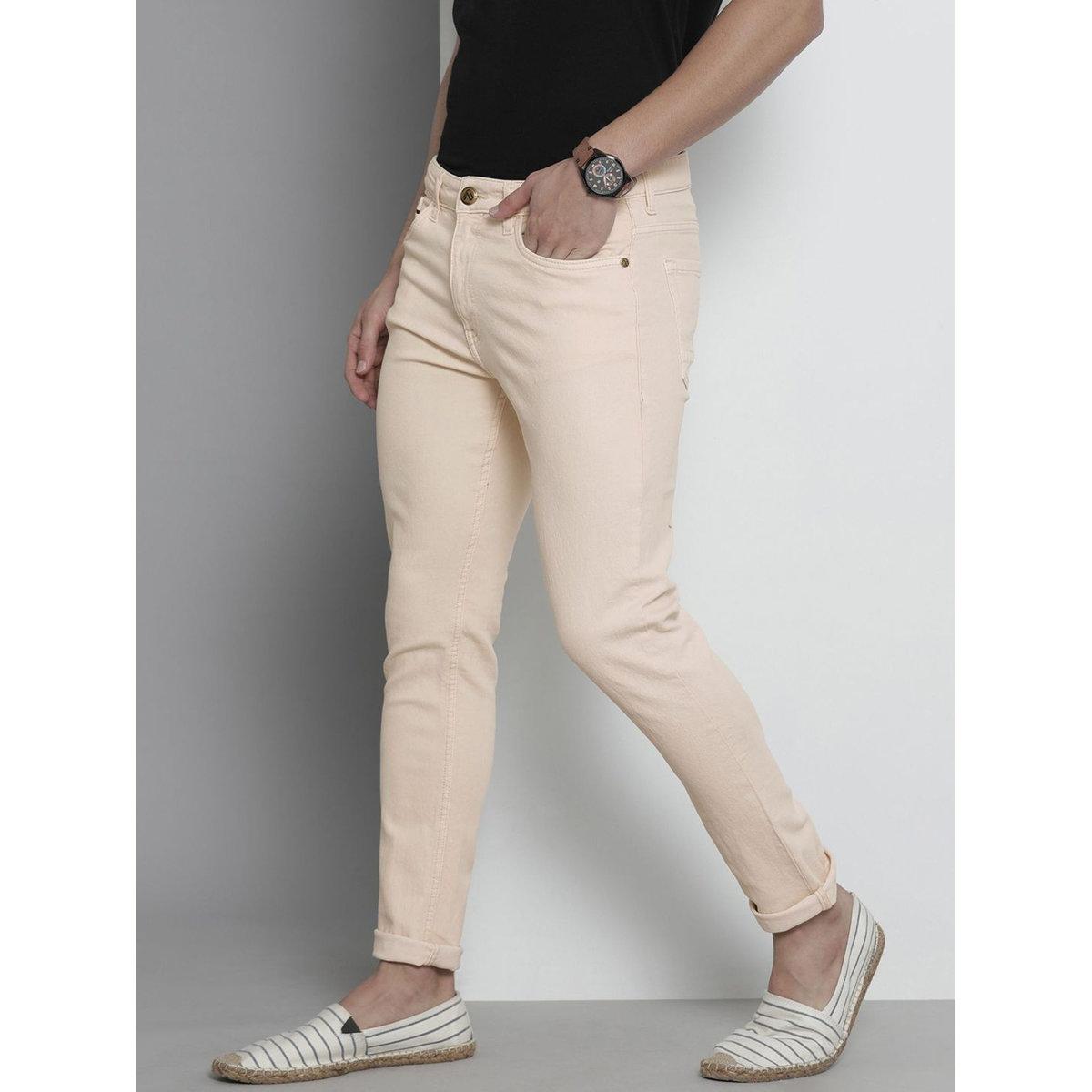 The Indian Garage Co Men Beige Mid Rise Slim Fit Solid Jeans-men-clothing-bottoms-jeans-image-2
