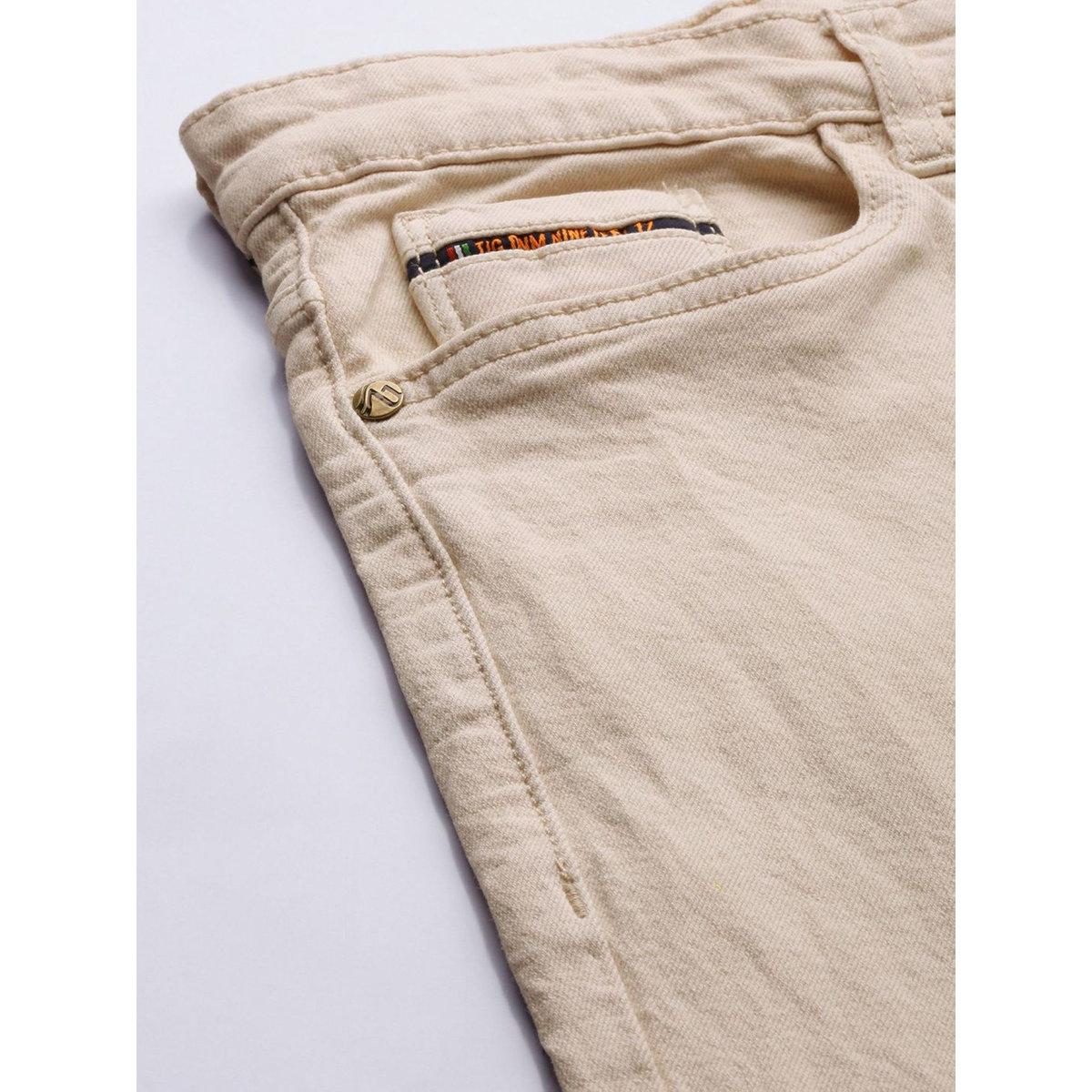 The Indian Garage Co Men Beige Mid Rise Slim Fit Solid Jeans-men-clothing-bottoms-jeans-image-5