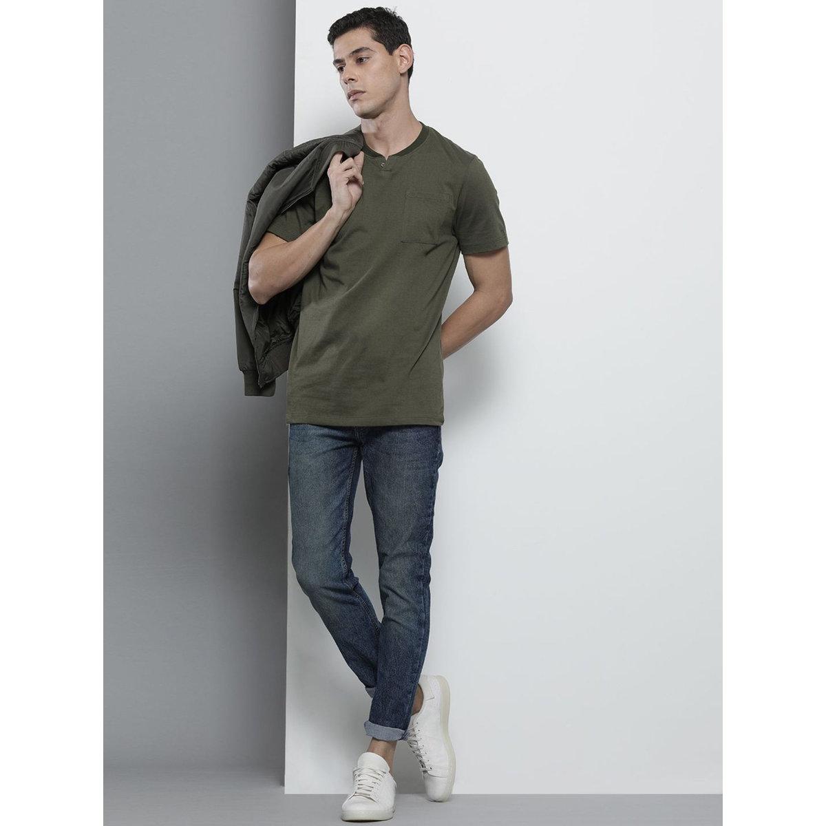 The Indian Garage Co Men Dark Blue Slim Fit Faded Jeans-men-clothing-bottoms-jeans-image-4