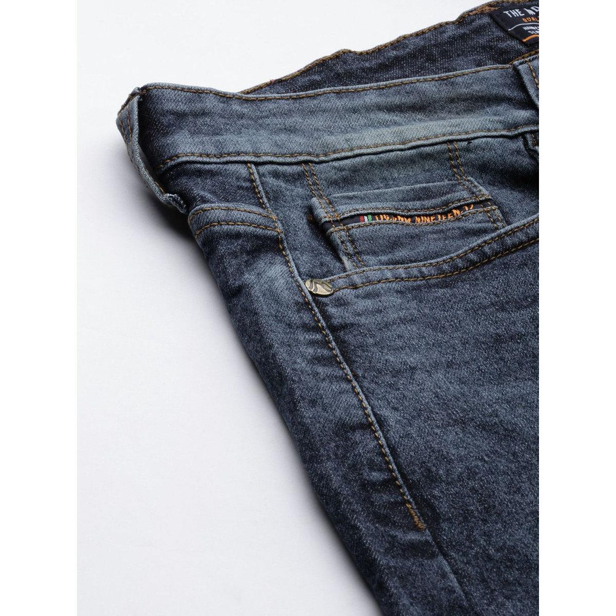 The Indian Garage Co Men Dark Blue Slim Fit Faded Jeans-men-clothing-bottoms-jeans-image-5
