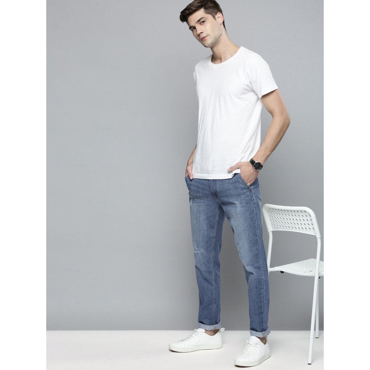 The Indian Garage Co Men Medium Blue Mid Rise Slim Fit Jeans-men-clothing-bottoms-jeans-image-4