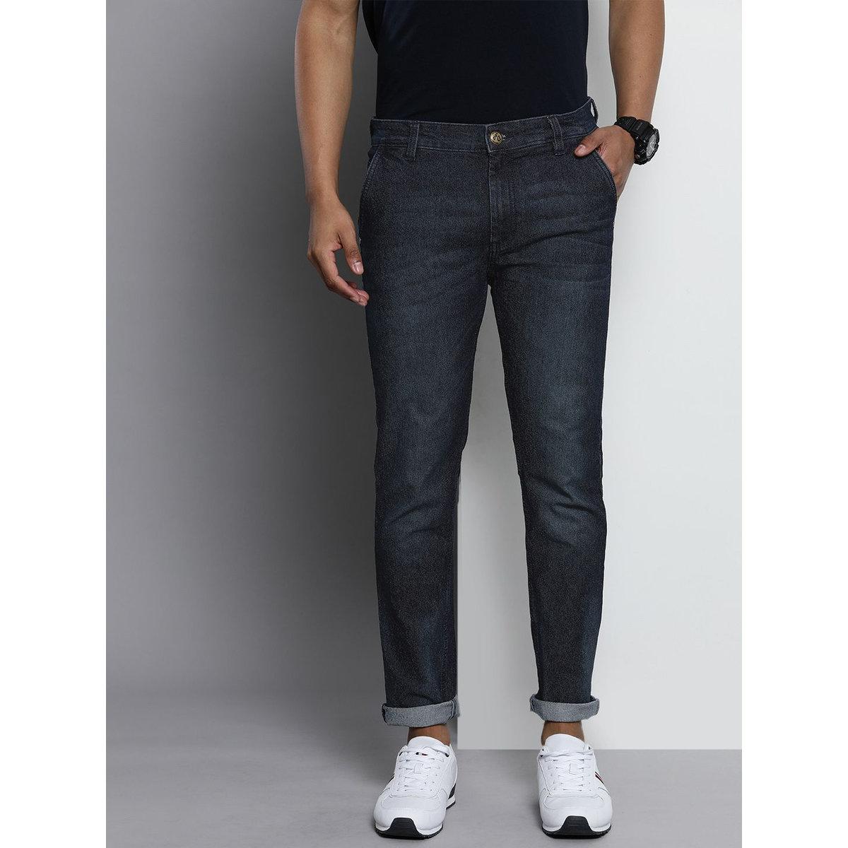 The Indian Garage Co Men Dark Blue Mid Rise Slim Fit Solid Jeans-men-clothing-bottoms-jeans-image-1