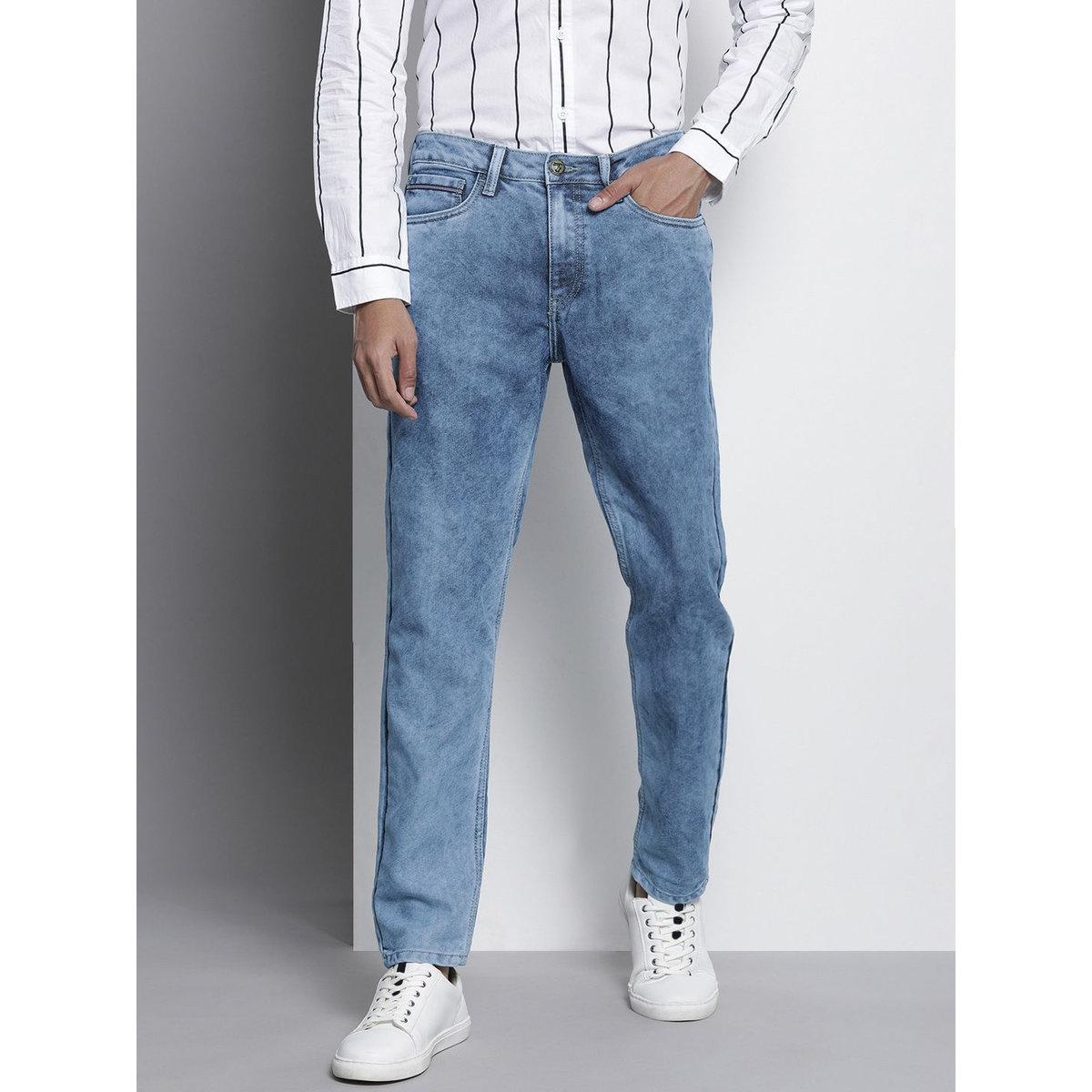 The Indian Garage Co Men Blue Mid Rise Dad Fit Solid Jeans-men-clothing-bottoms-jeans-image-1