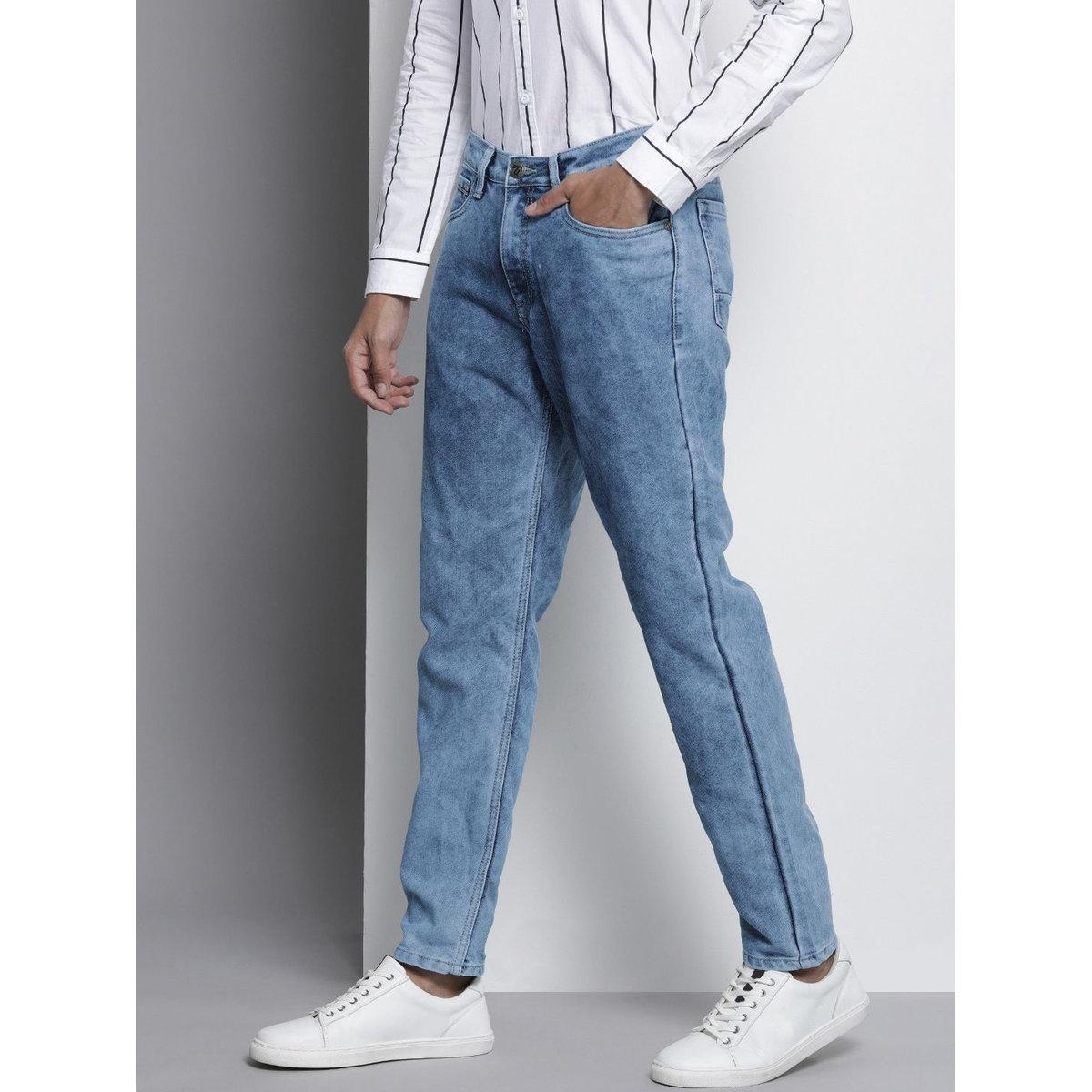 The Indian Garage Co Men Blue Mid Rise Dad Fit Solid Jeans-men-clothing-bottoms-jeans-image-2
