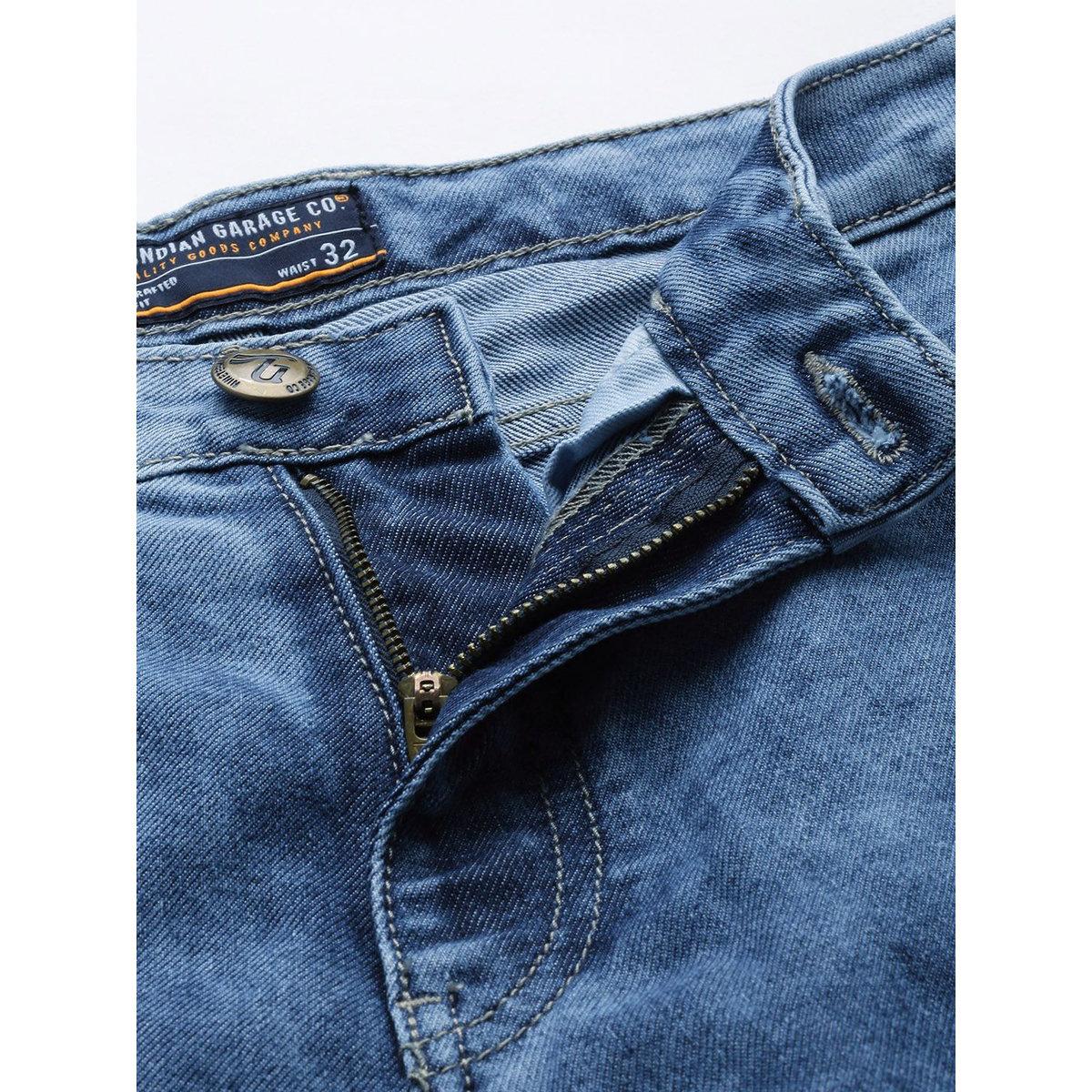 The Indian Garage Co Men Blue Mid Rise Dad Fit Solid Jeans-men-clothing-bottoms-jeans-image-3