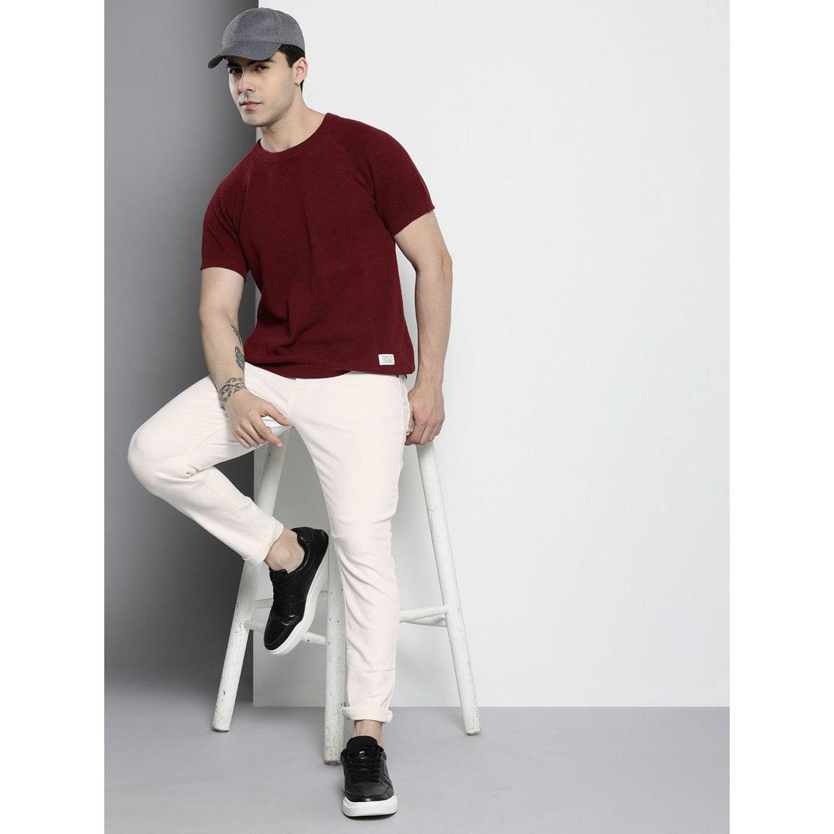 The Indian Garage Co Men Off White Mid Rise Carrot Fit Solid Jeans-men-clothing-bottoms-jeans-image-4