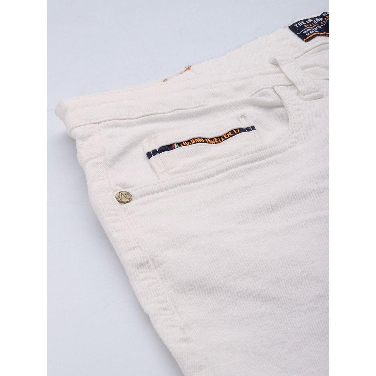The Indian Garage Co Men Off White Mid Rise Carrot Fit Solid Jeans-men-clothing-bottoms-jeans-image-5